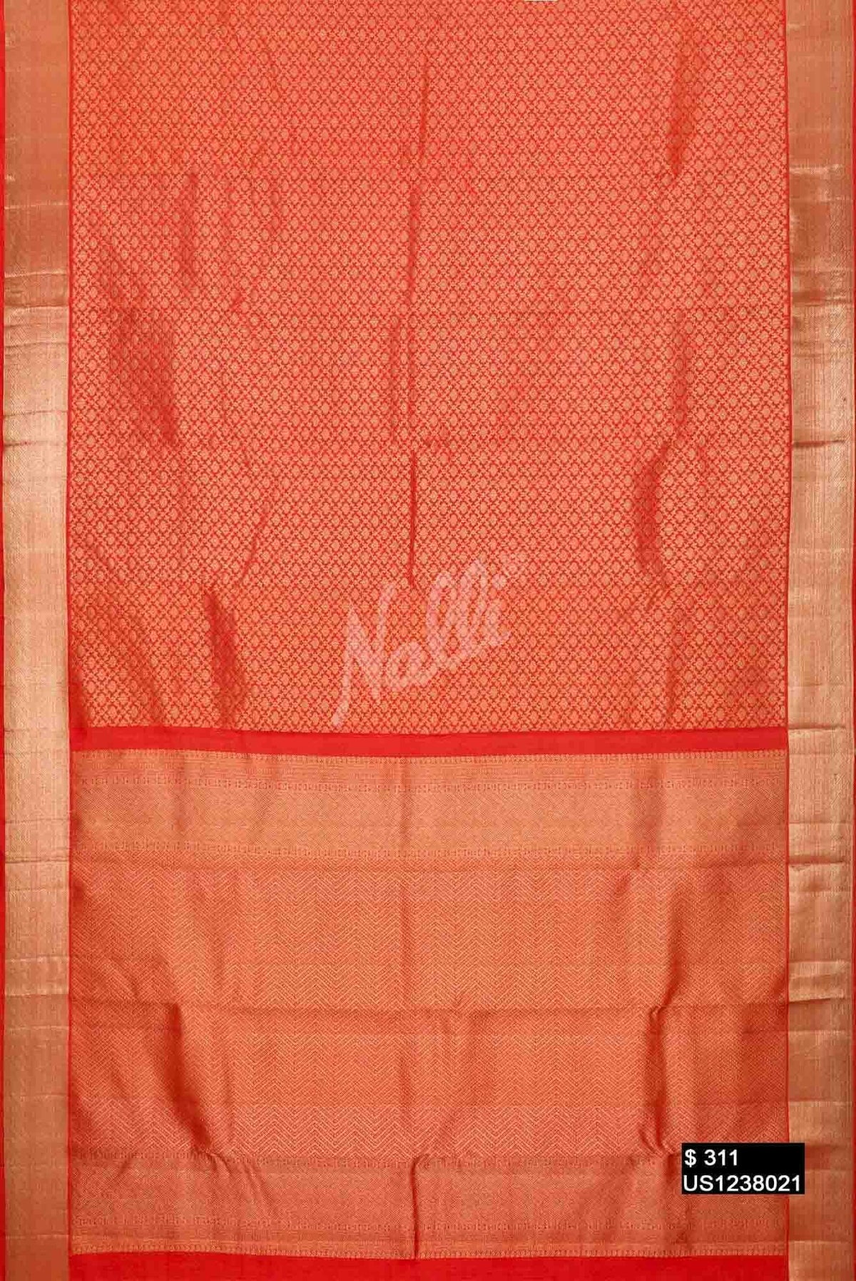 Orange Kanchipuram Silk Saree
