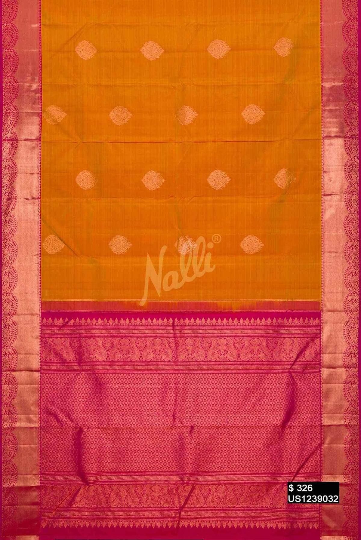 Mustard Kanchipuram Silk Saree