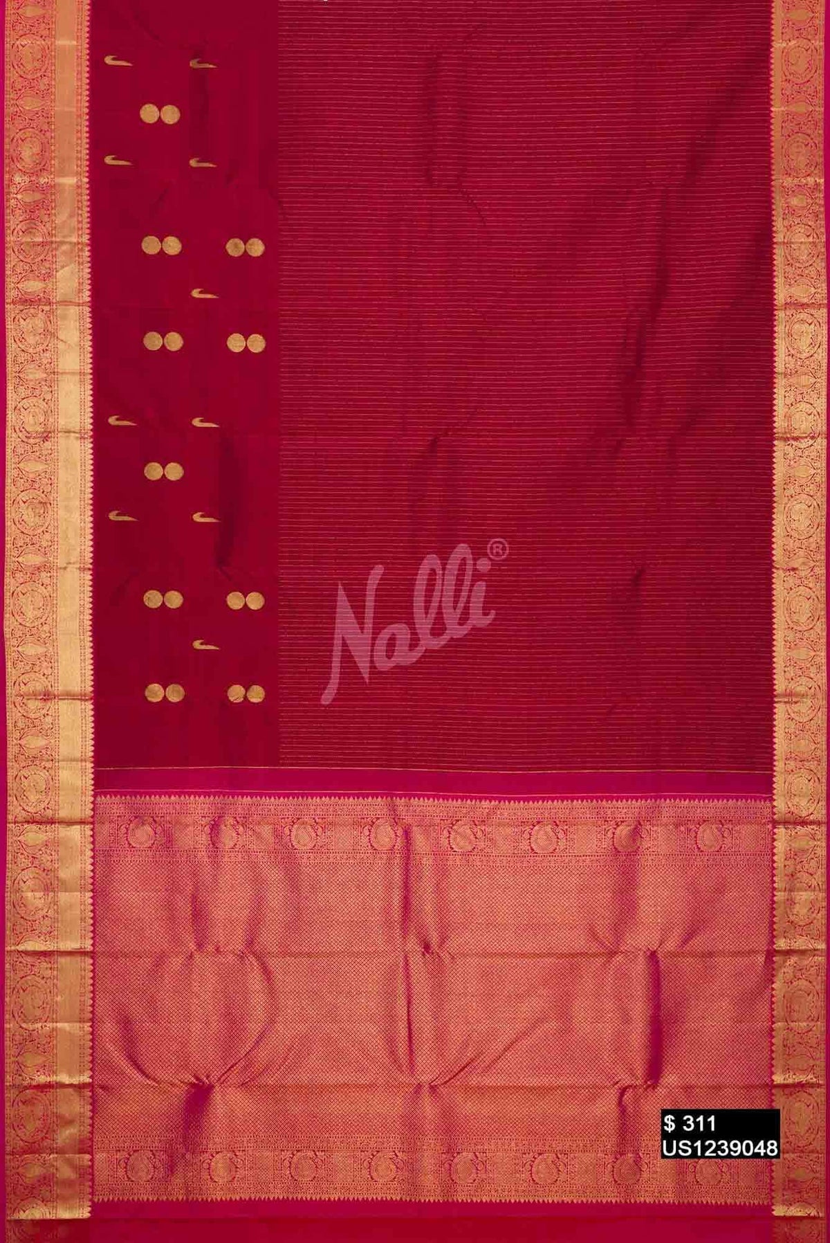 Maroon Kanchipuram Silk Saree