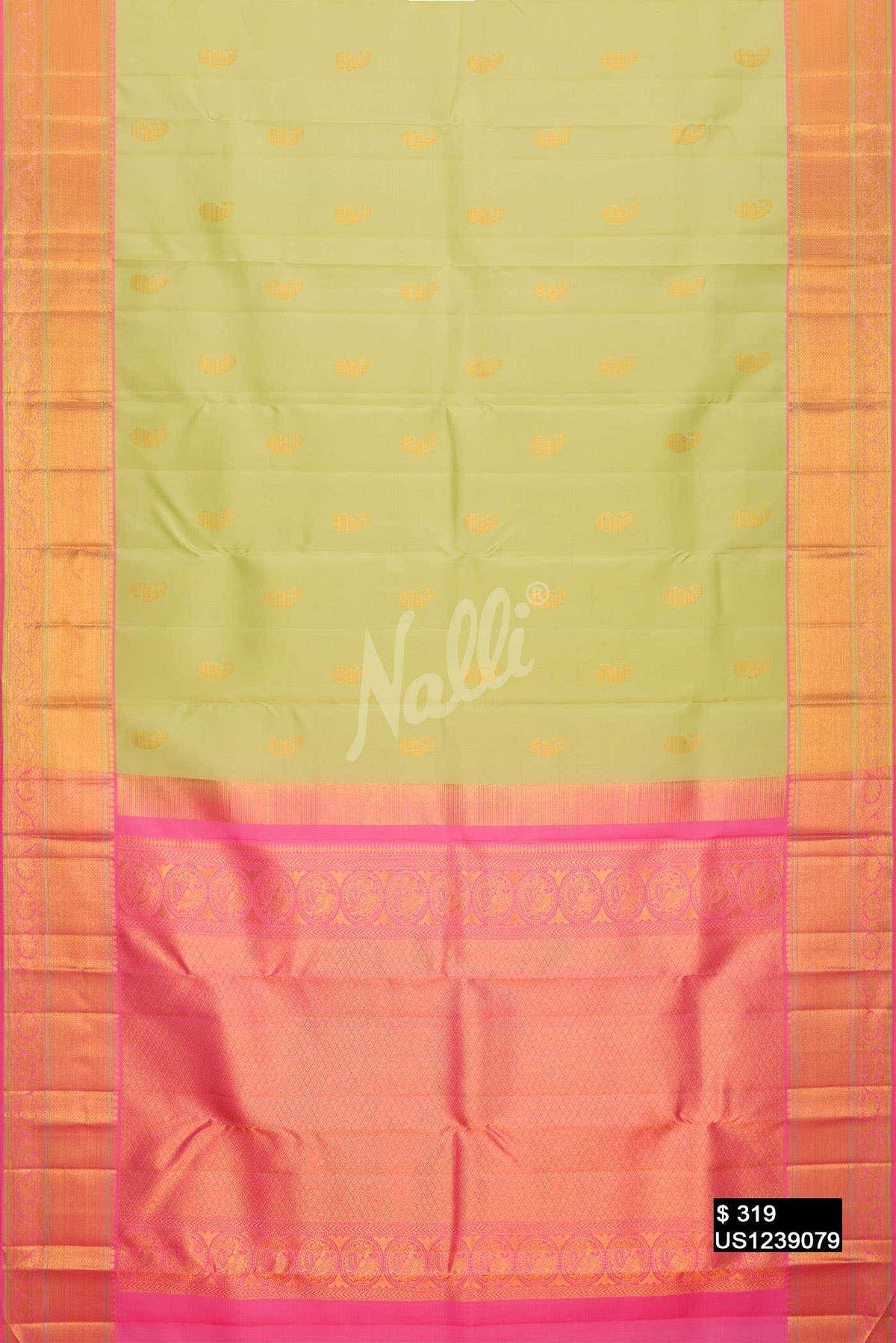 Pista Green Kanchipuram Silk Saree