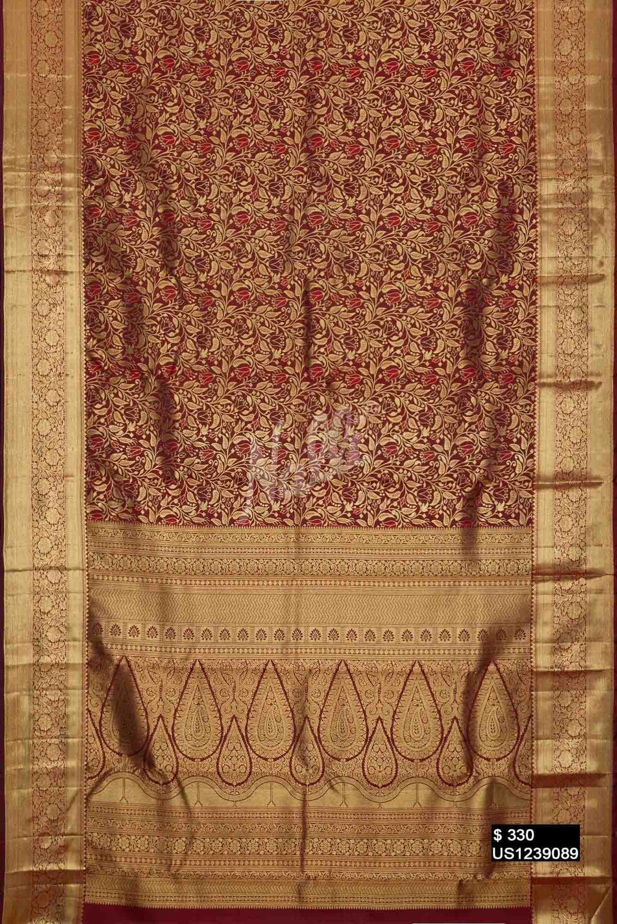 Maroon Kanchipuram Silk Saree