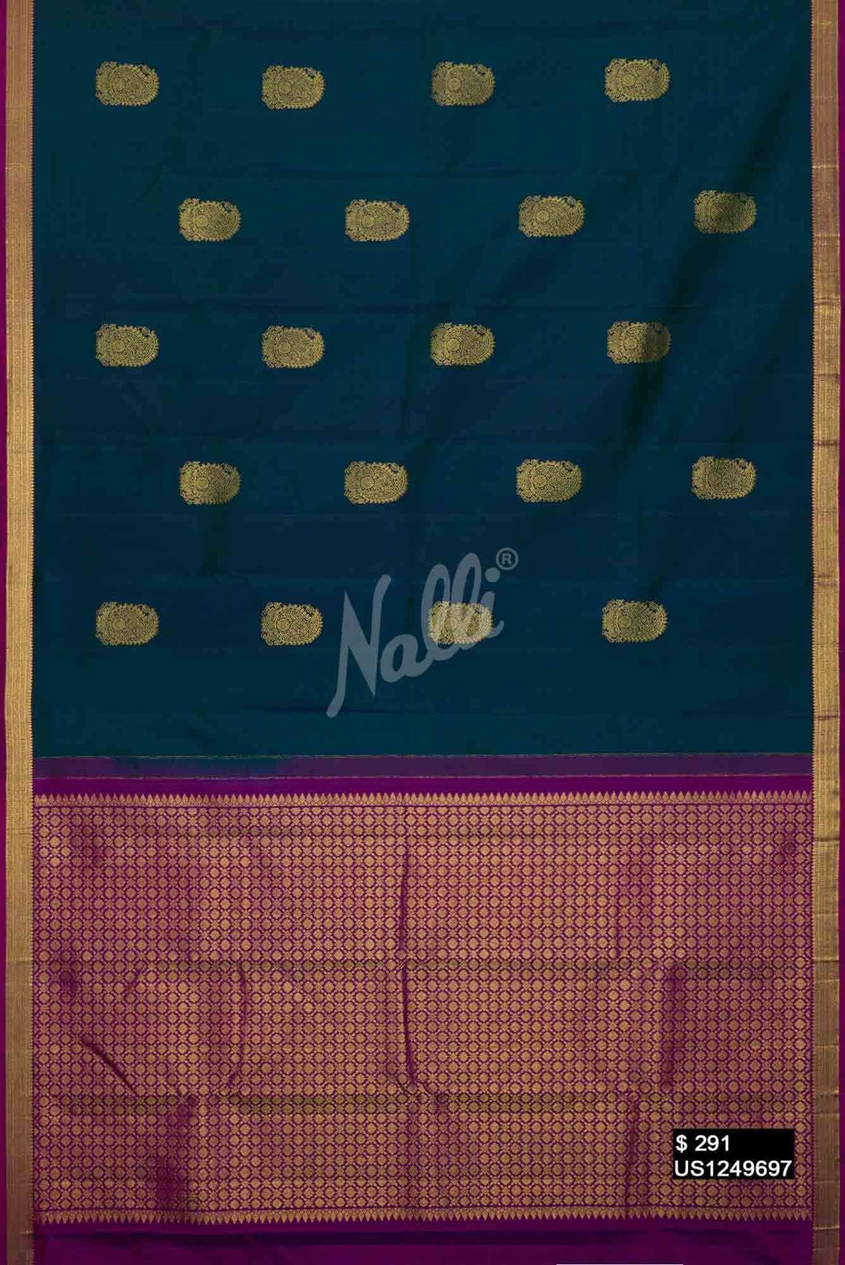 Peacock Blue Kanchipuram Silk Saree