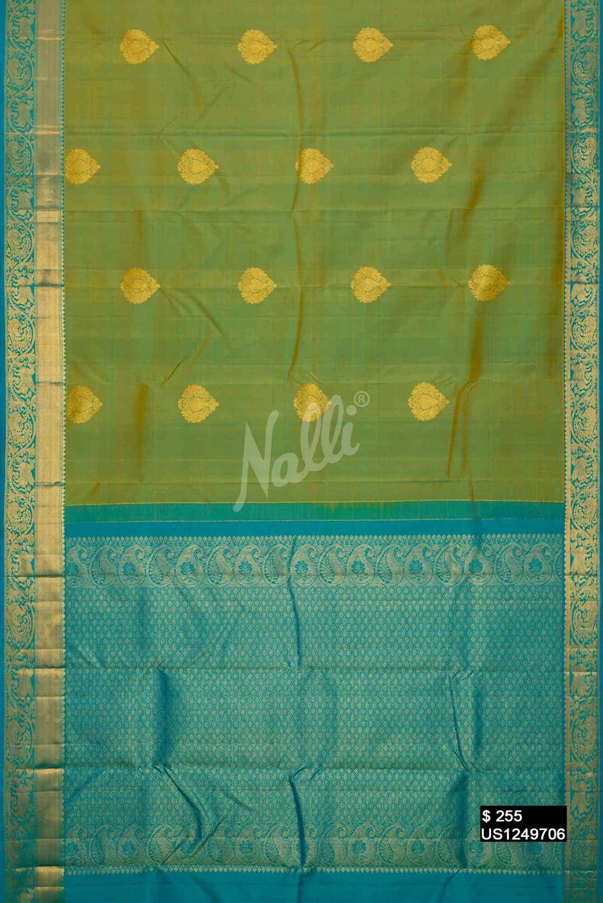 Mehandi Green Kanchipuram Silk Saree