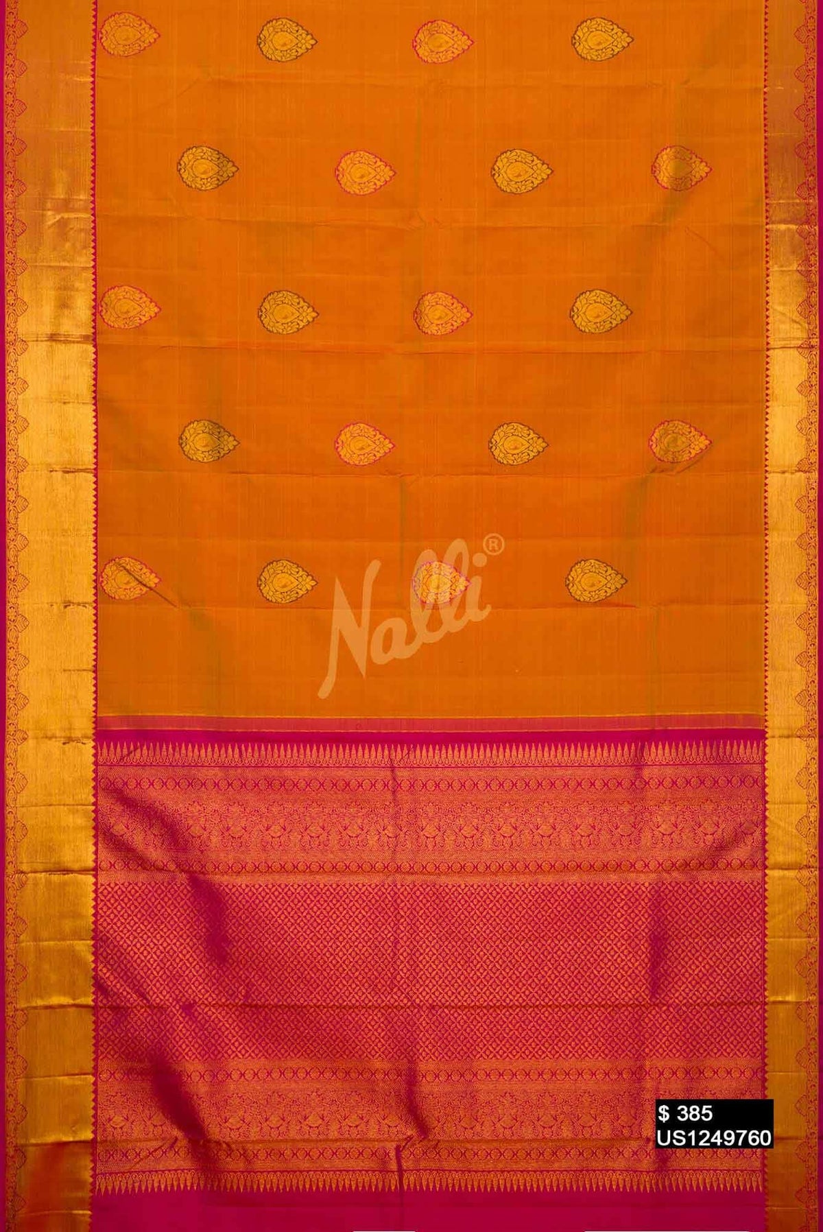 Mustard Kanchipuram Silk Saree