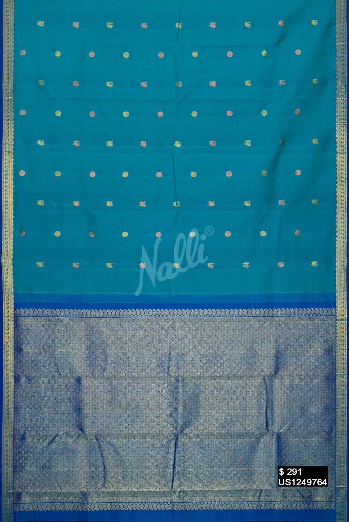 Peacock Blue Kanchipuram Silk Saree