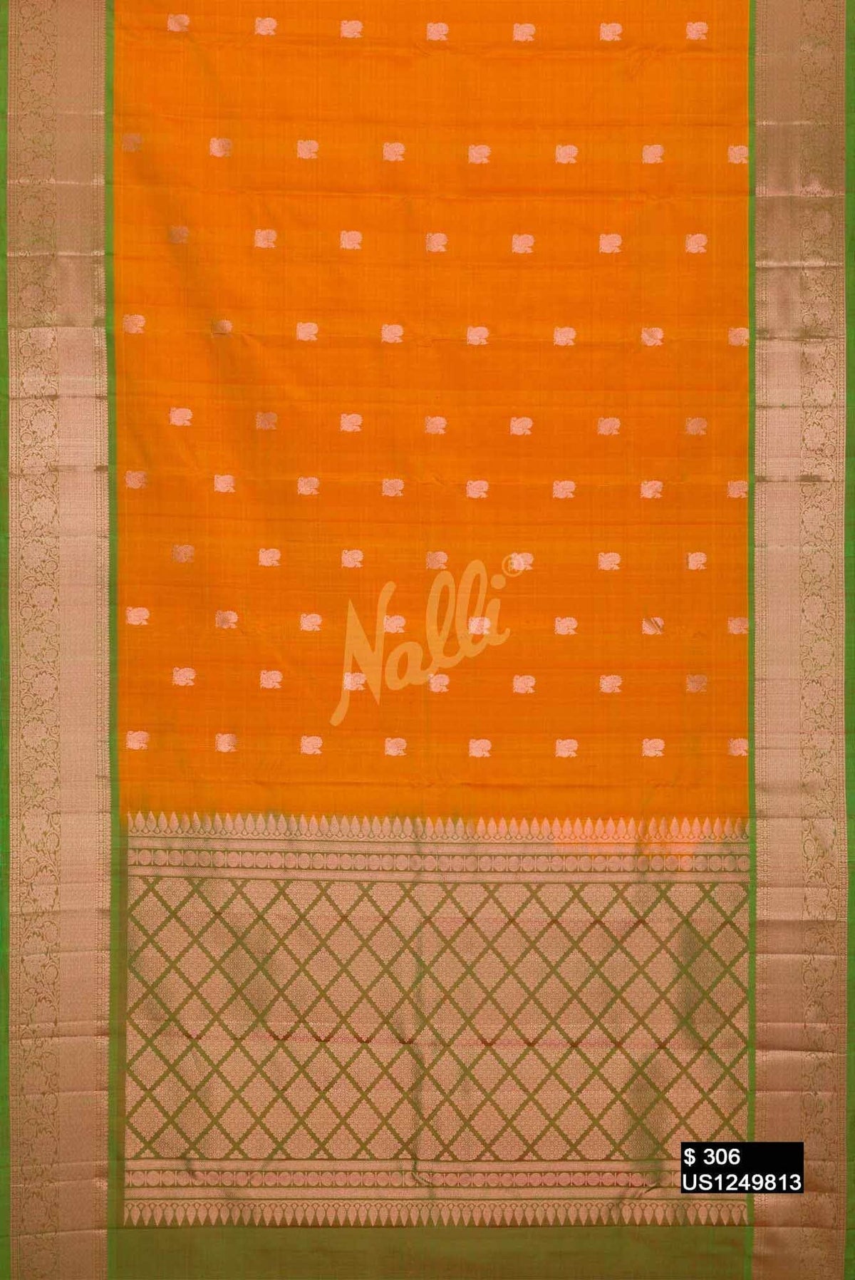 Orange Kanchipuram Silk Saree