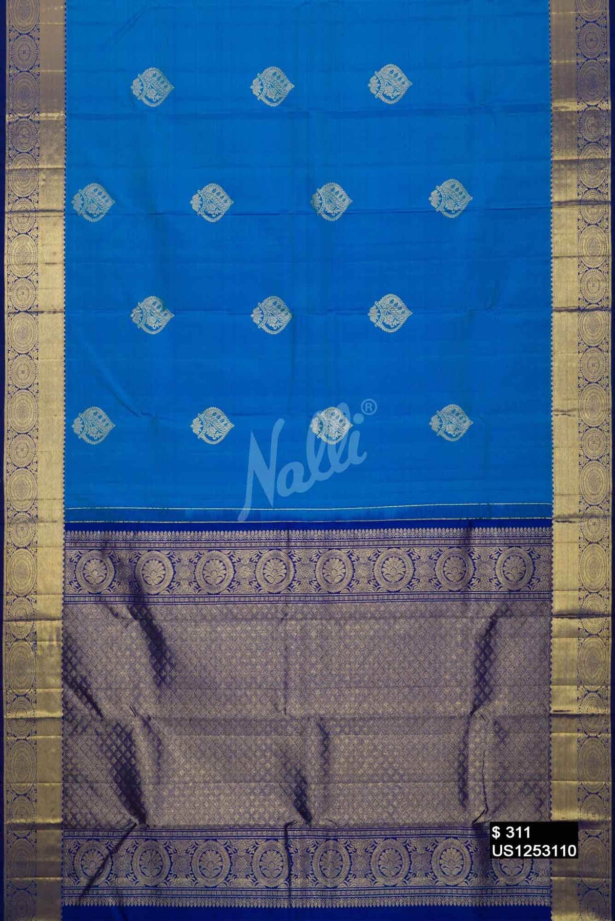 Sky Blue Kanchipuram Silk Saree