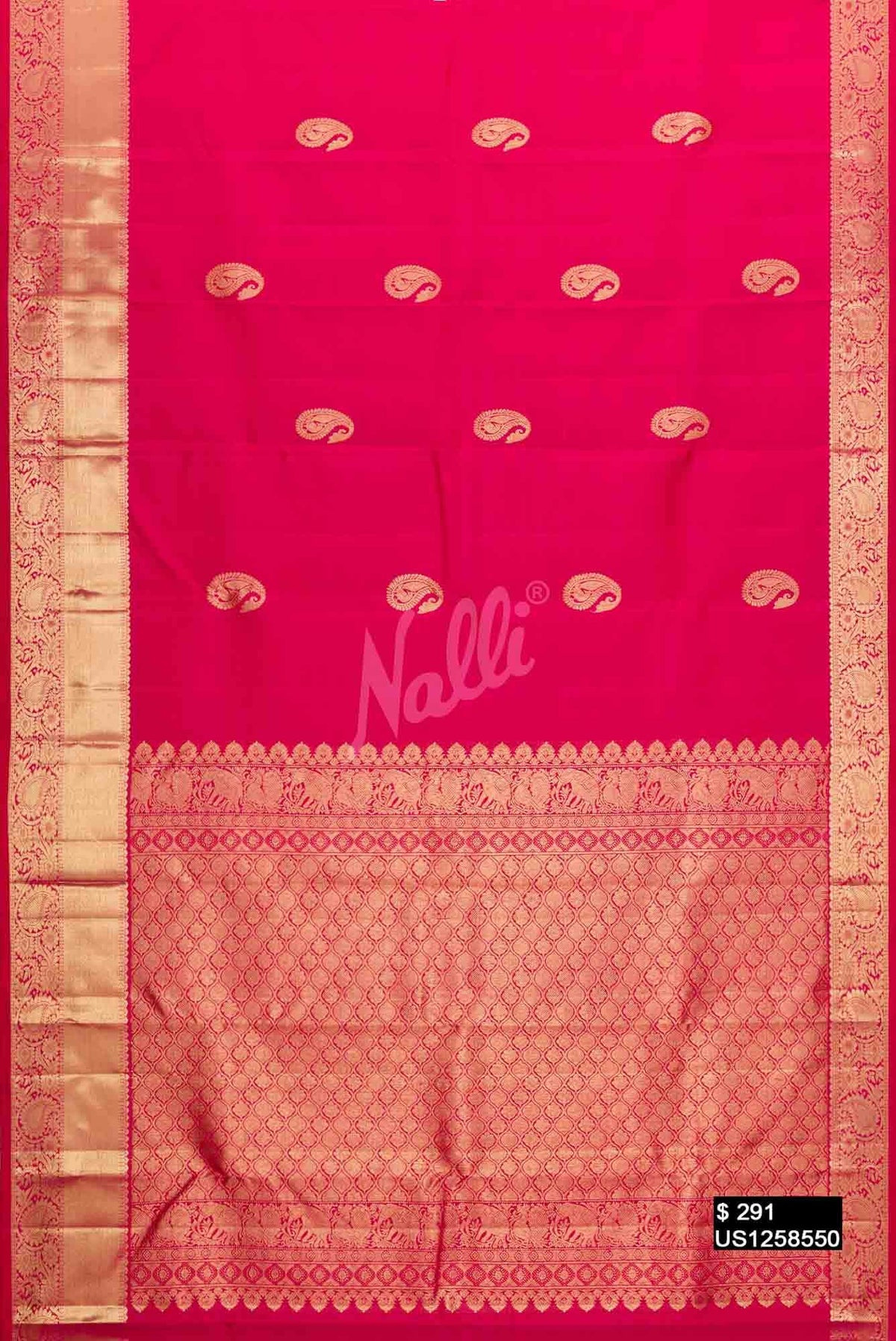 Dark Pink Kanchipuram Silk Saree