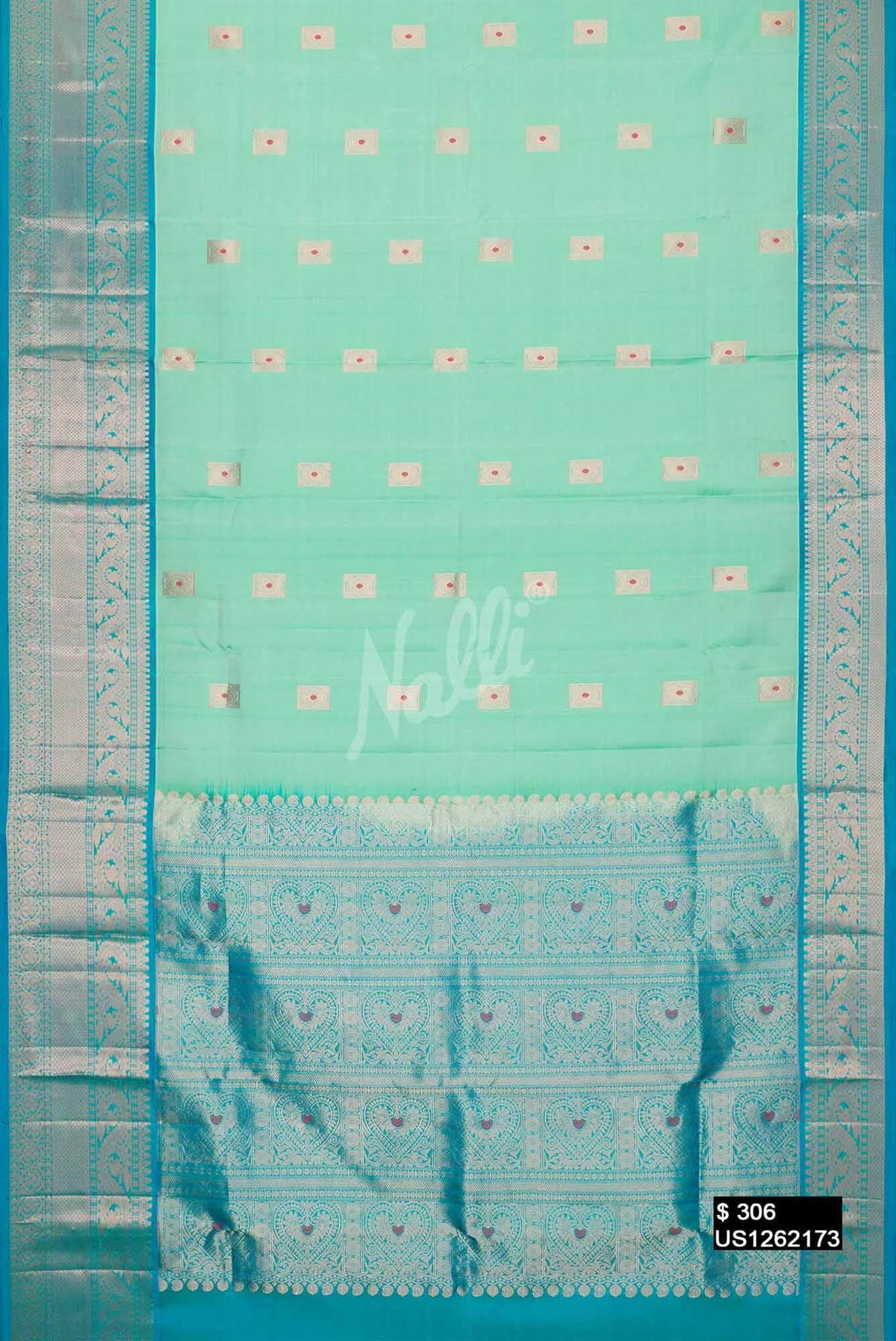 Sea Green Kanchipuram Silk Saree