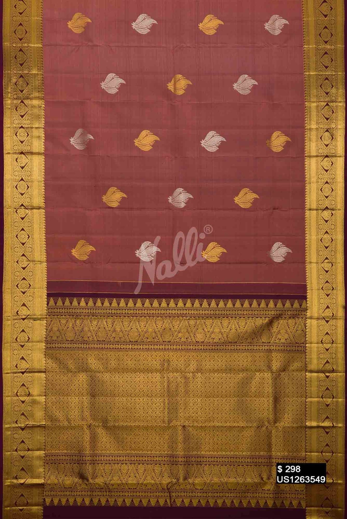 Rose Gold Kanchipuram Silk Saree