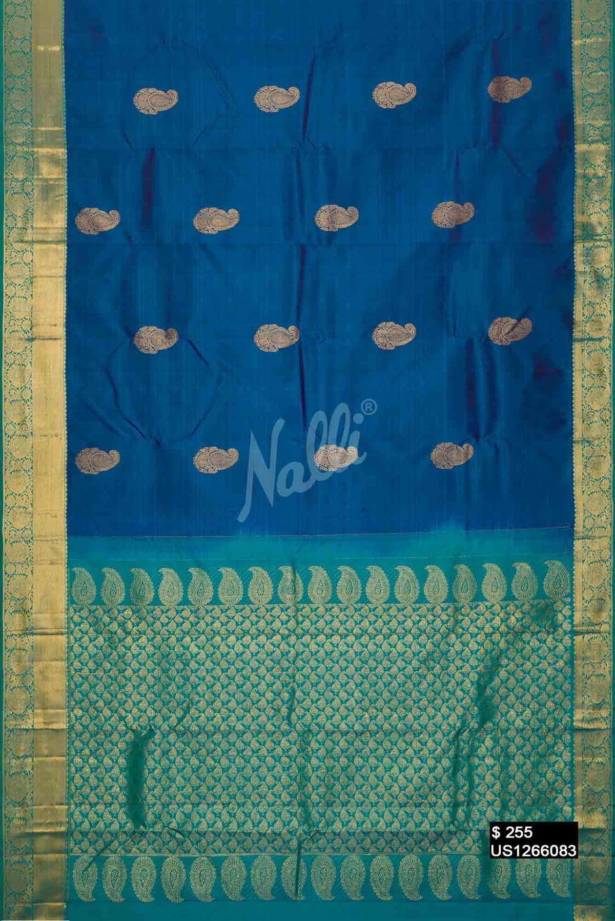 Peacock Blue Kanchipuram Silk Saree