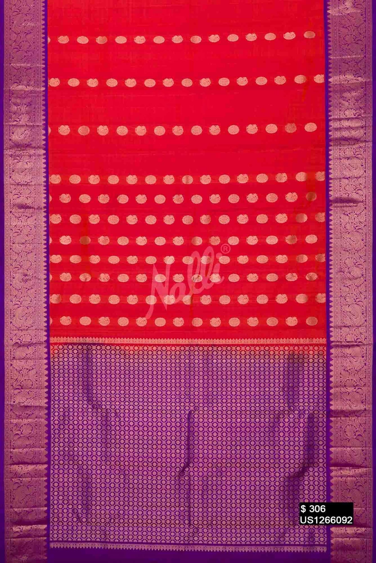 Brick Orange Kanchipuram Silk Saree