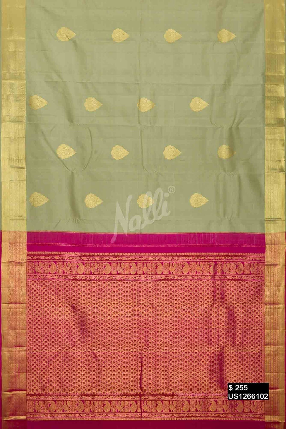 Pista Green Kanchipuram Silk Saree