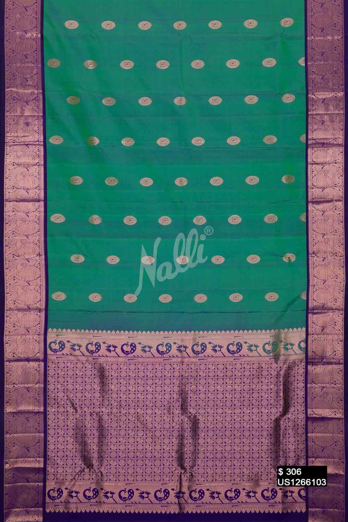 Sea Green Kanchipuram Silk Saree