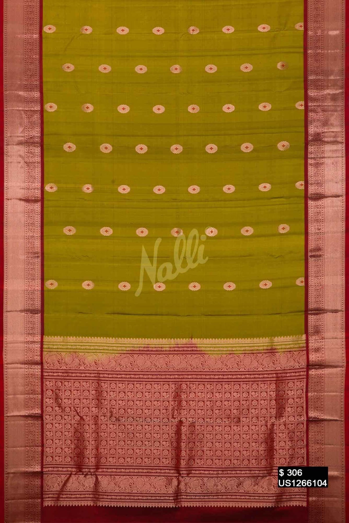 Mehandi Green Kanchipuram Silk Saree