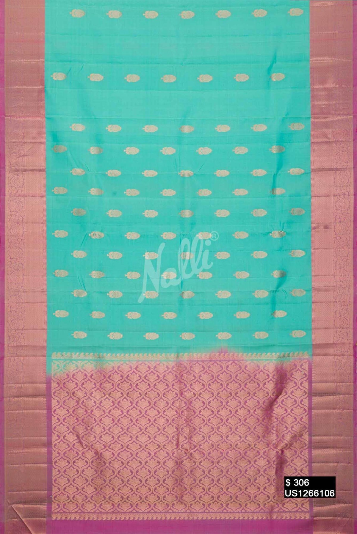 Sea Green Kanchipuram Silk Saree