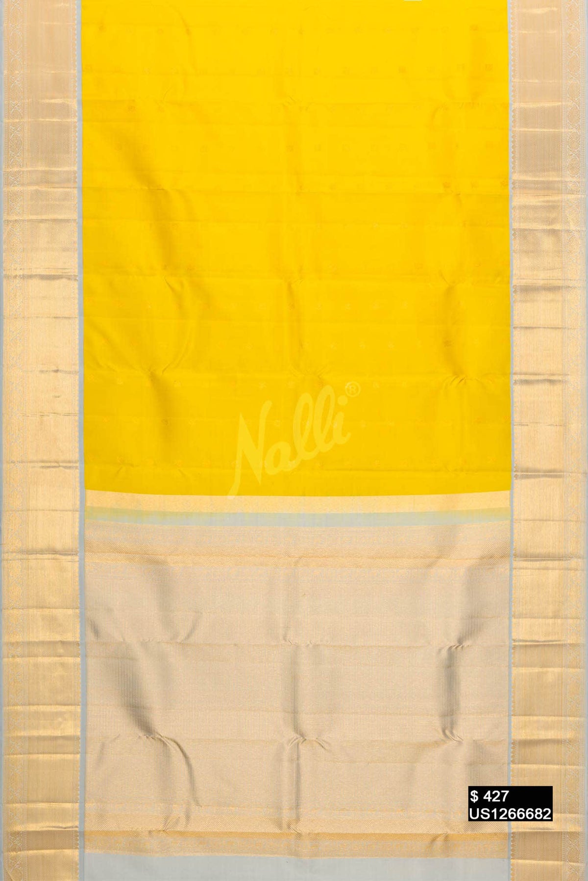 Lemon Yellow Kanchipuram Silk Saree