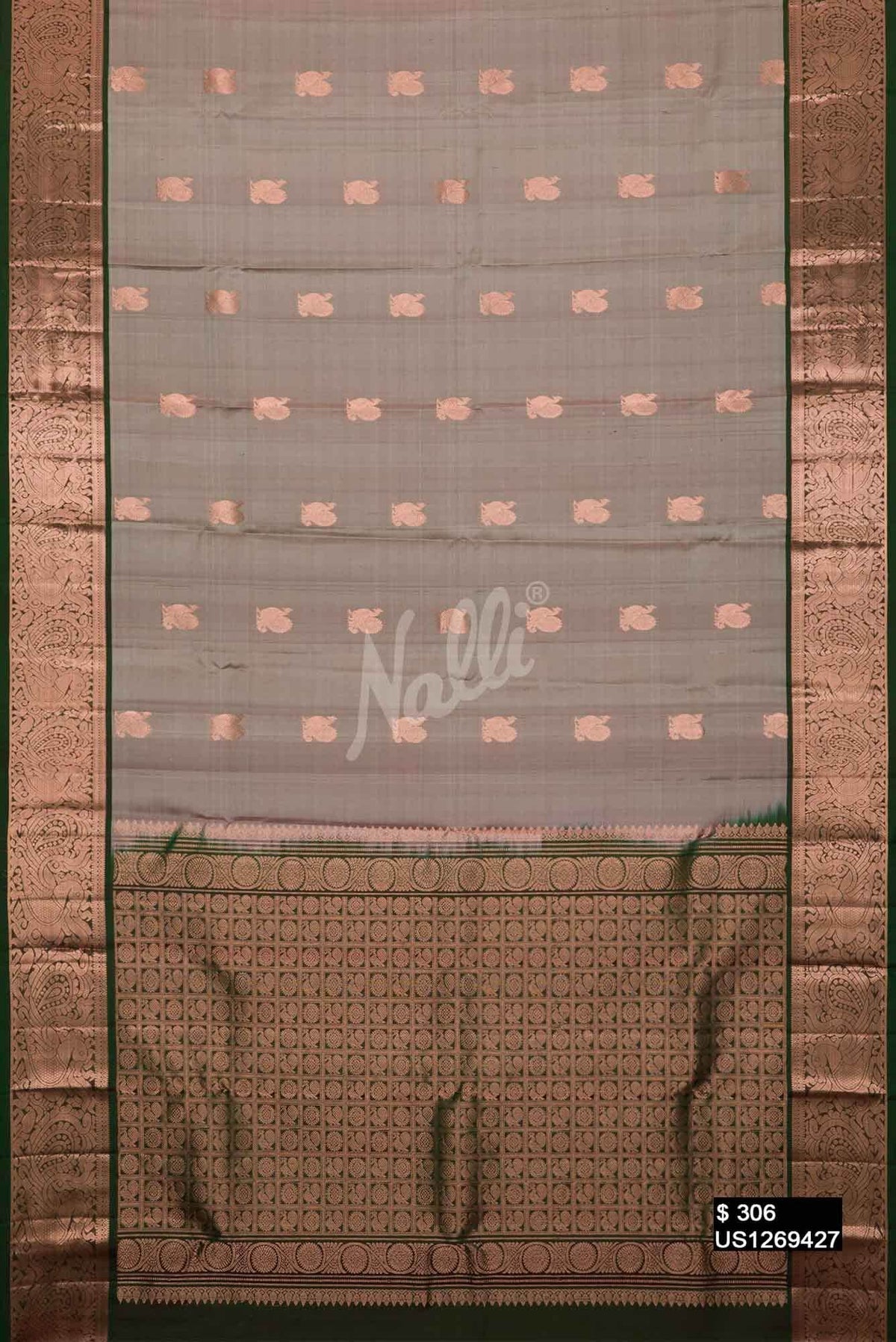 Grey Kanchipuram Silk Saree