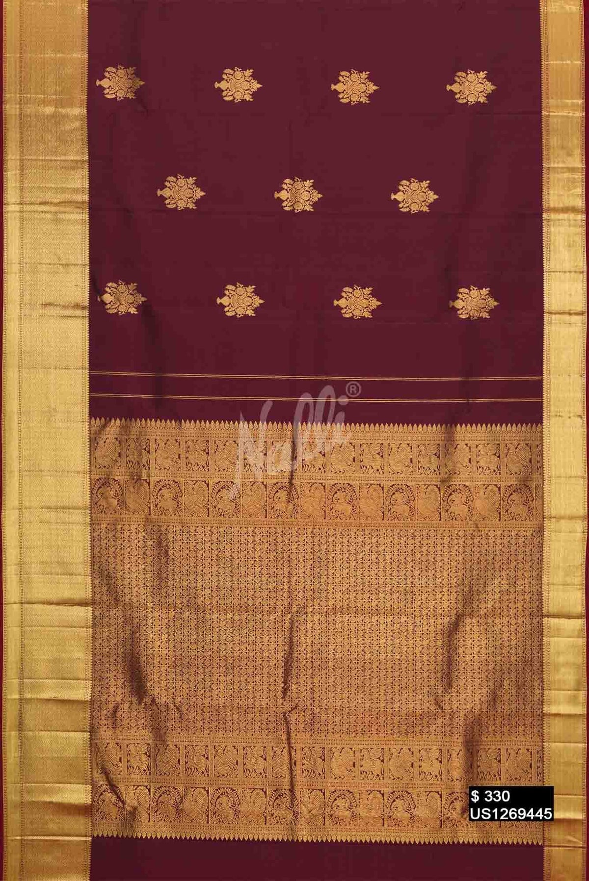 Maroon Kanchipuram Silk Saree