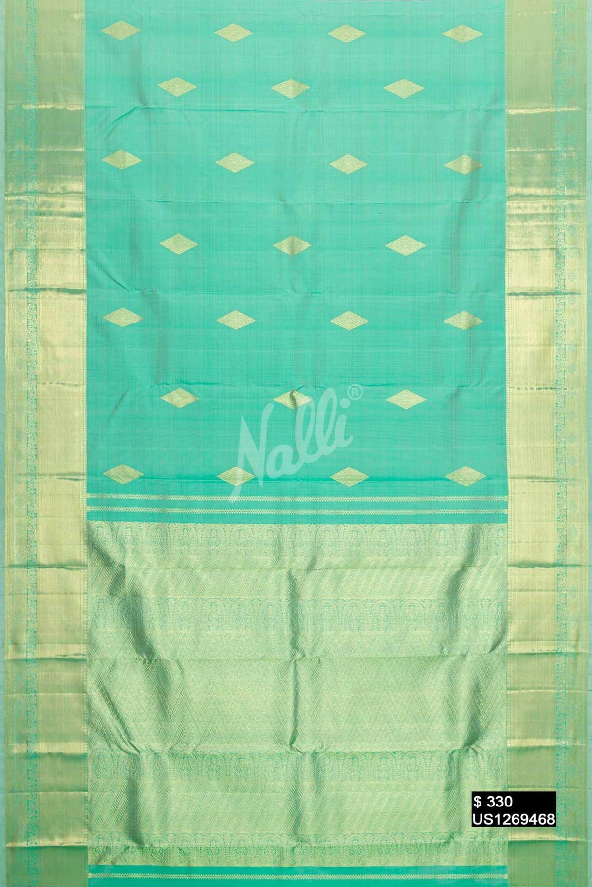 Sea Green Kanchipuram Silk Saree