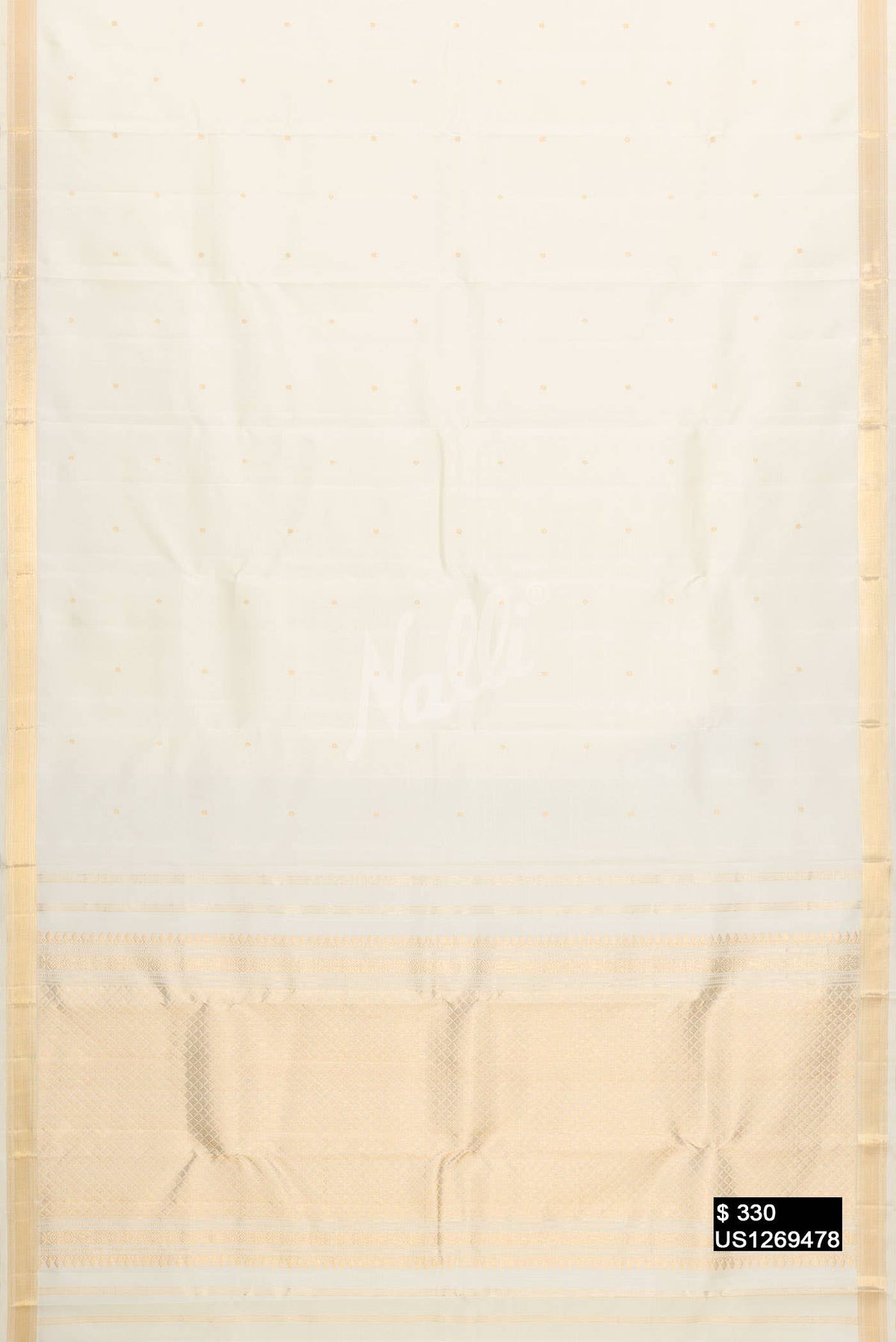 Off White Kanchipuram Silk Saree