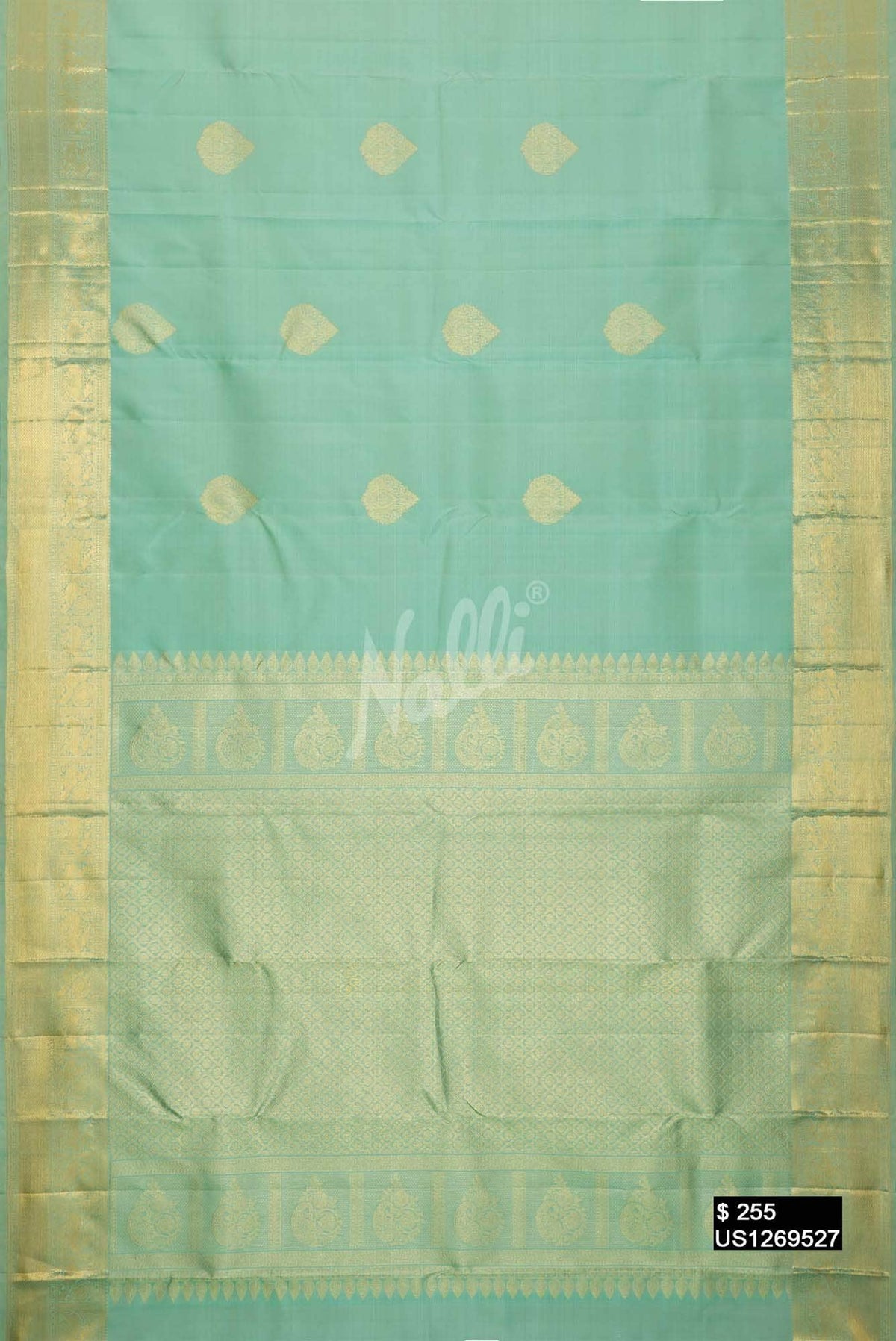 Sea Green Kanchipuram Silk Saree