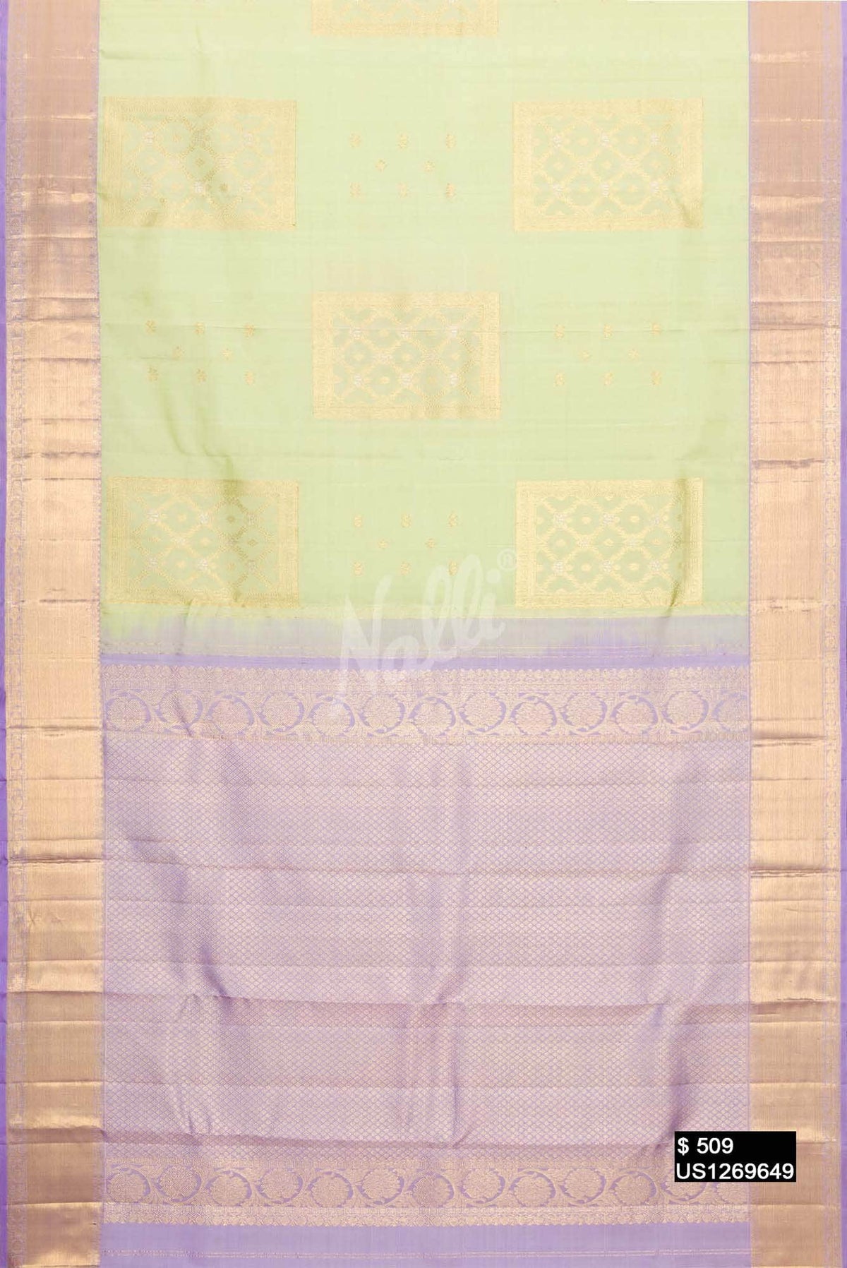 Pista Green Kanchipuram Silk Saree