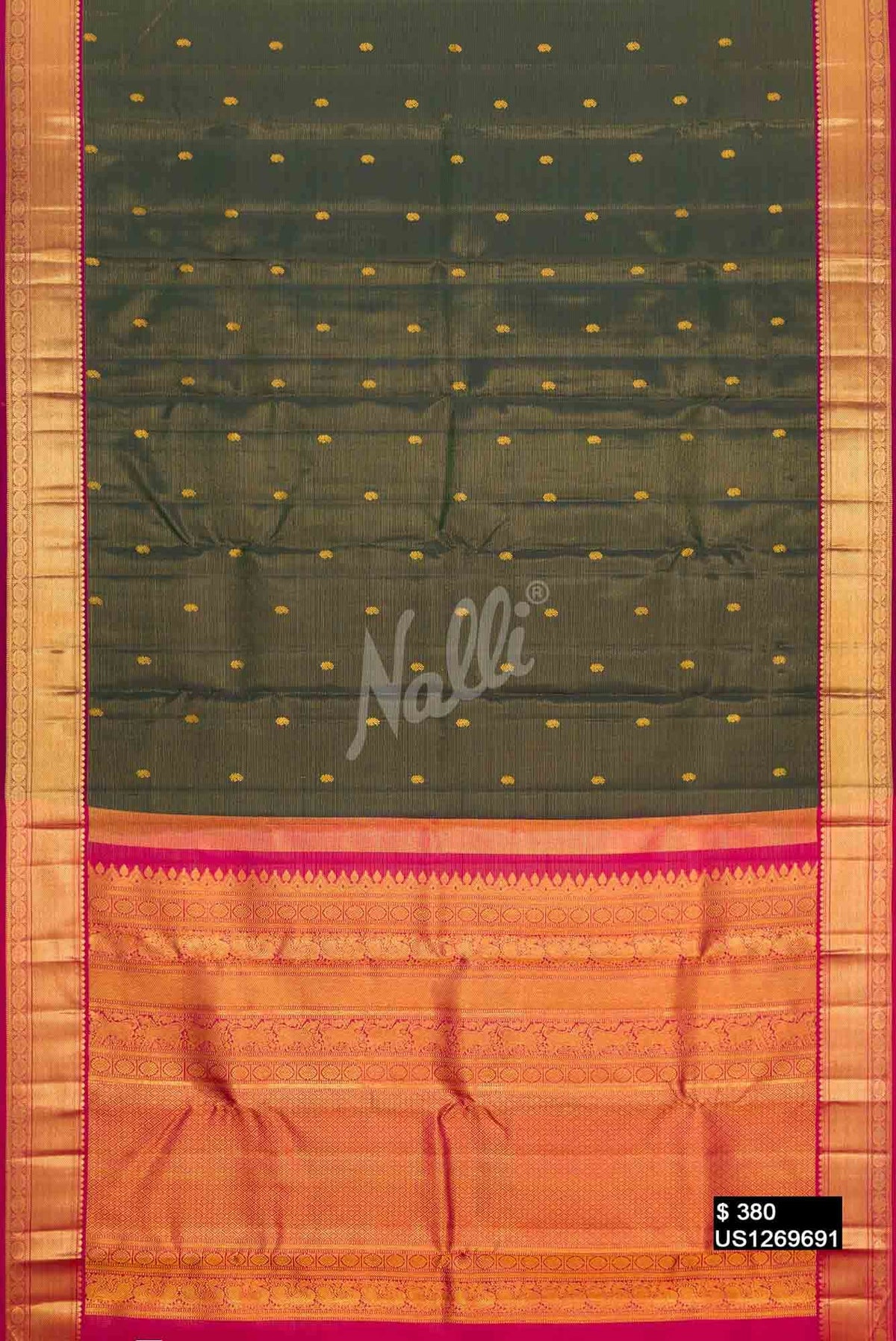 Bottle Green Kanchipuram Silk Saree