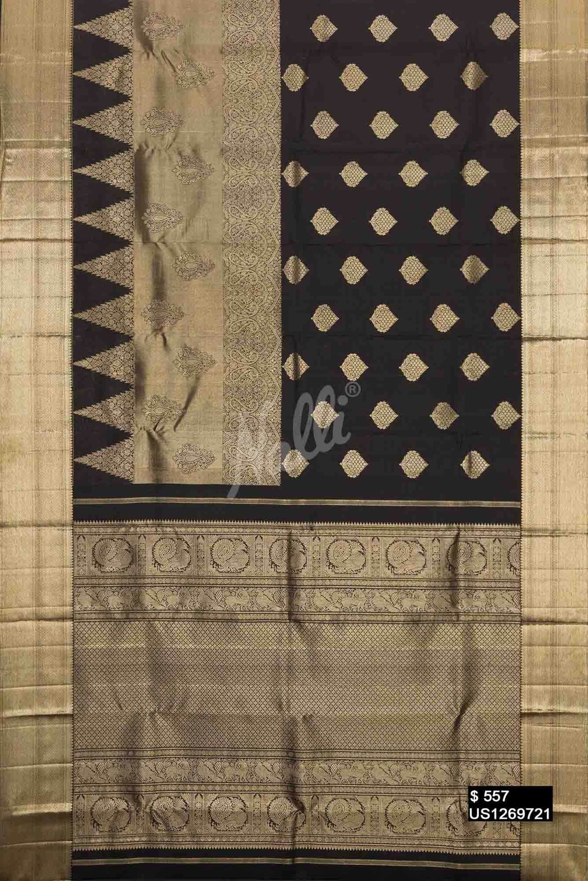 Black Kanchipuram Silk Saree