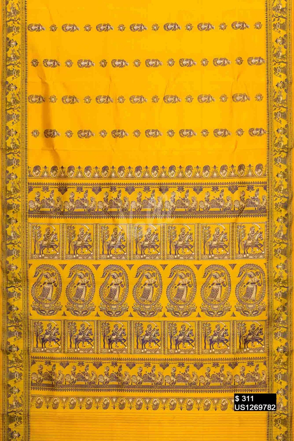 Mustard Baluchari Silk Saree