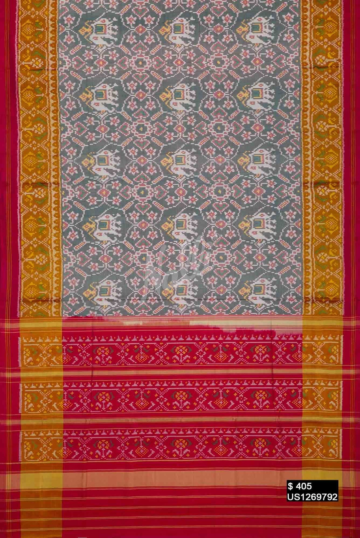 Grey Rajkot Patola Silk Saree