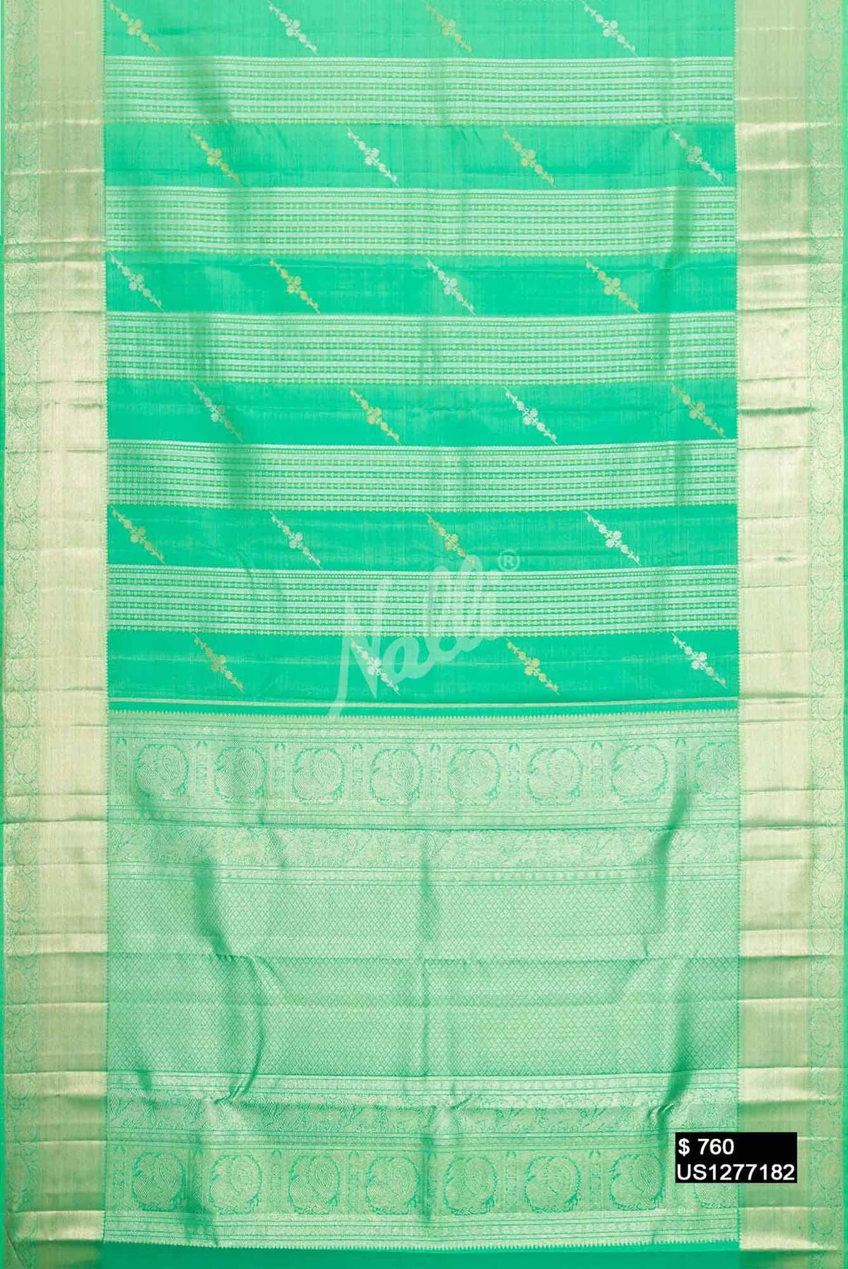 Sea Green Kanchipuram Silk Saree