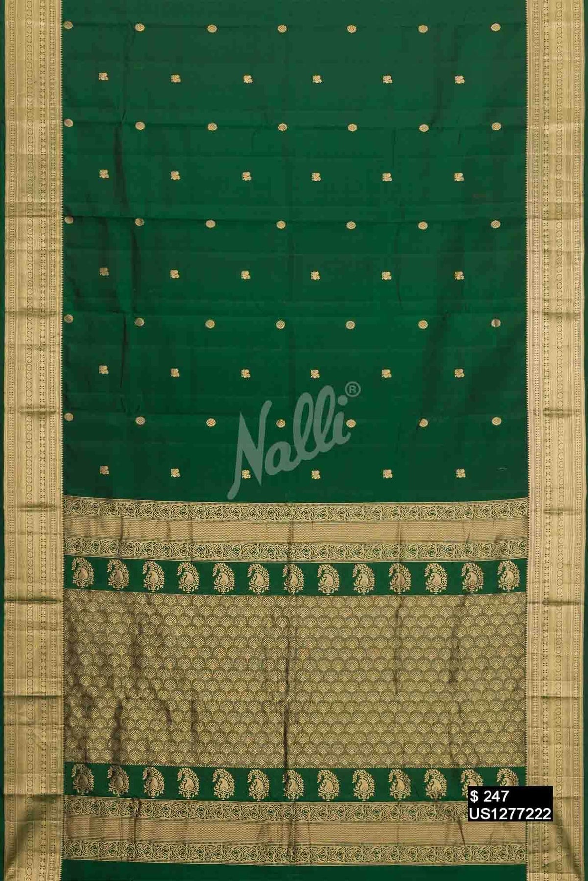 Bottle Green Kanchipuram Silk Saree