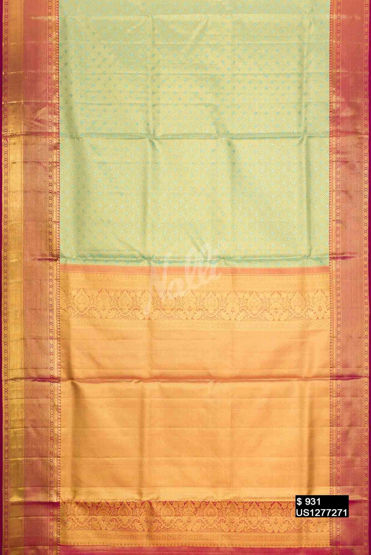 Light Green Kanchipuram Tissue Silk Saree