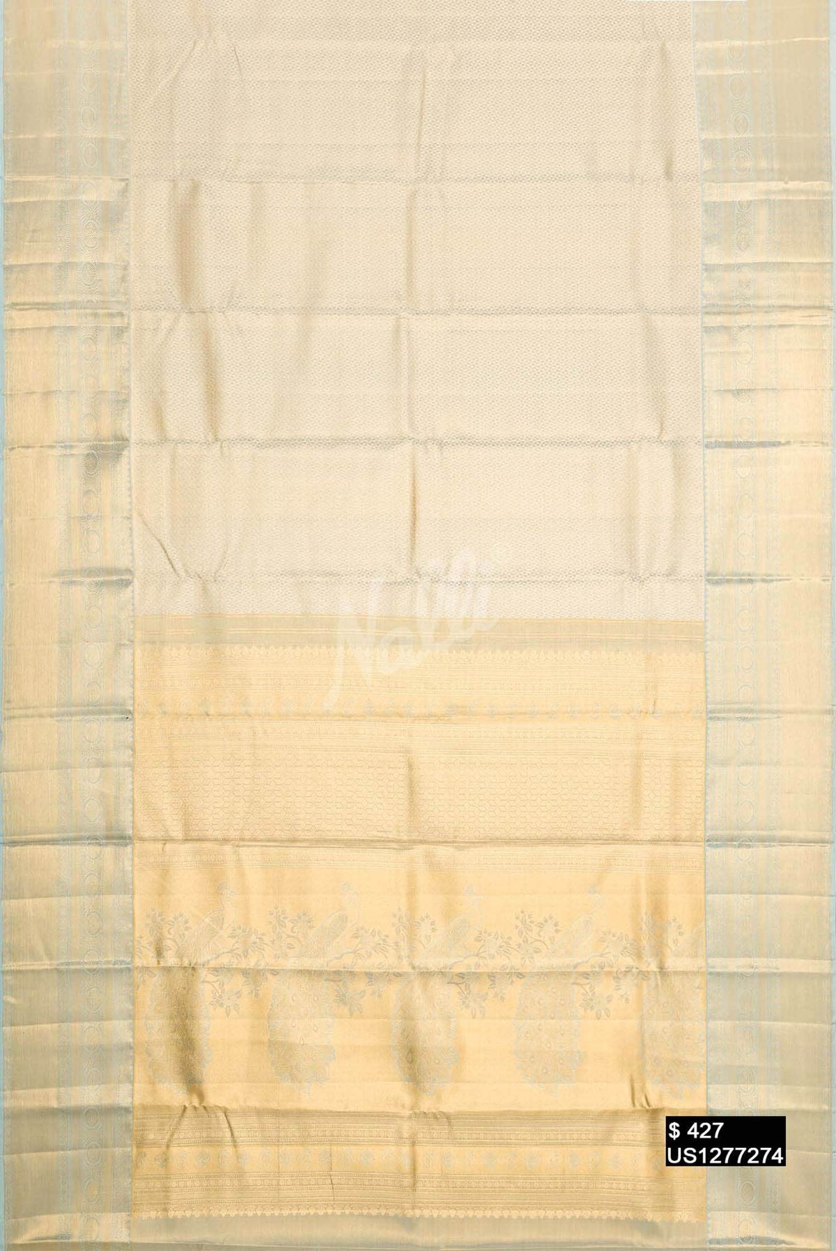 Blue Grey Kanchipuram Tissue Silk Saree