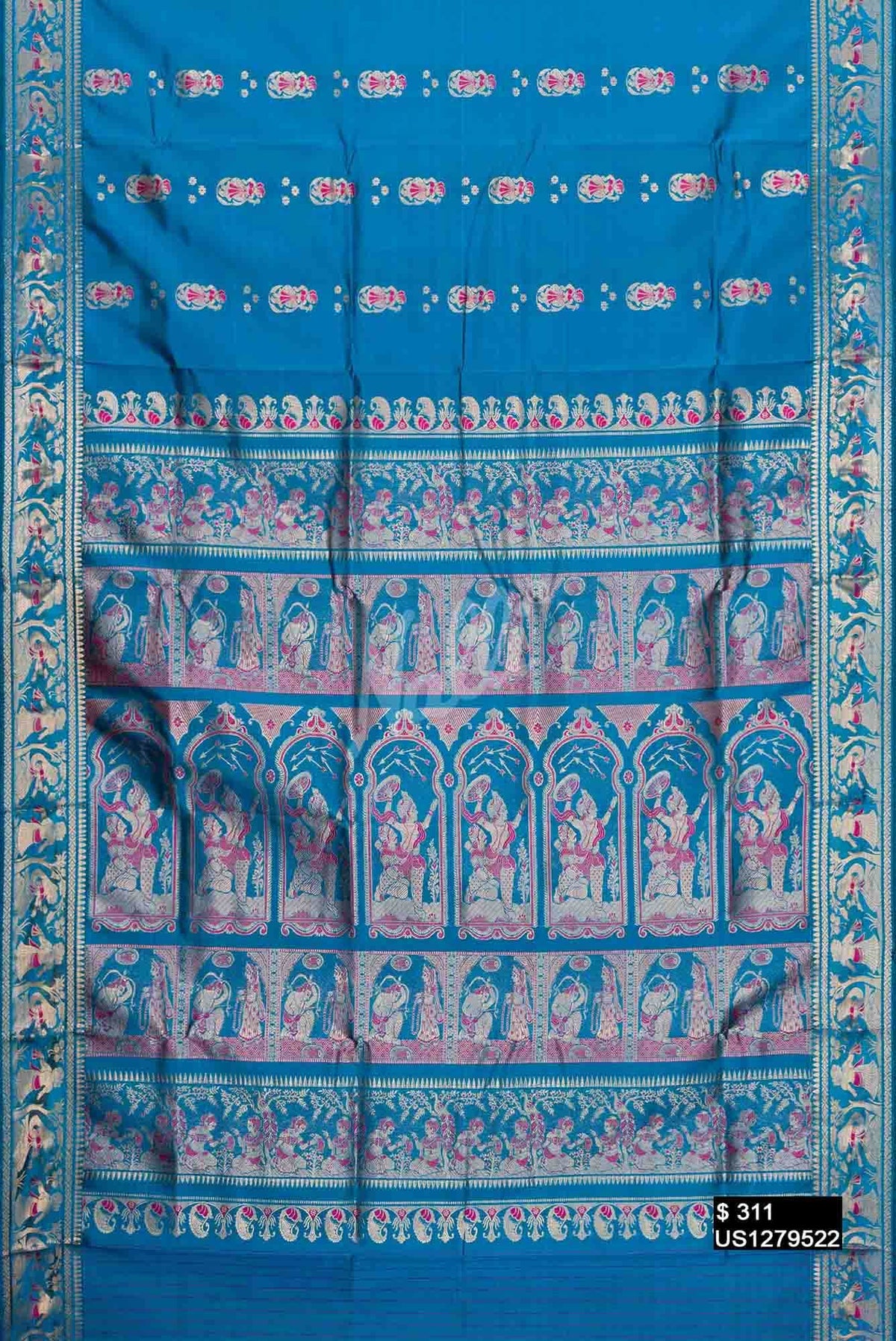 Maya Blue Baluchari Silk Saree
