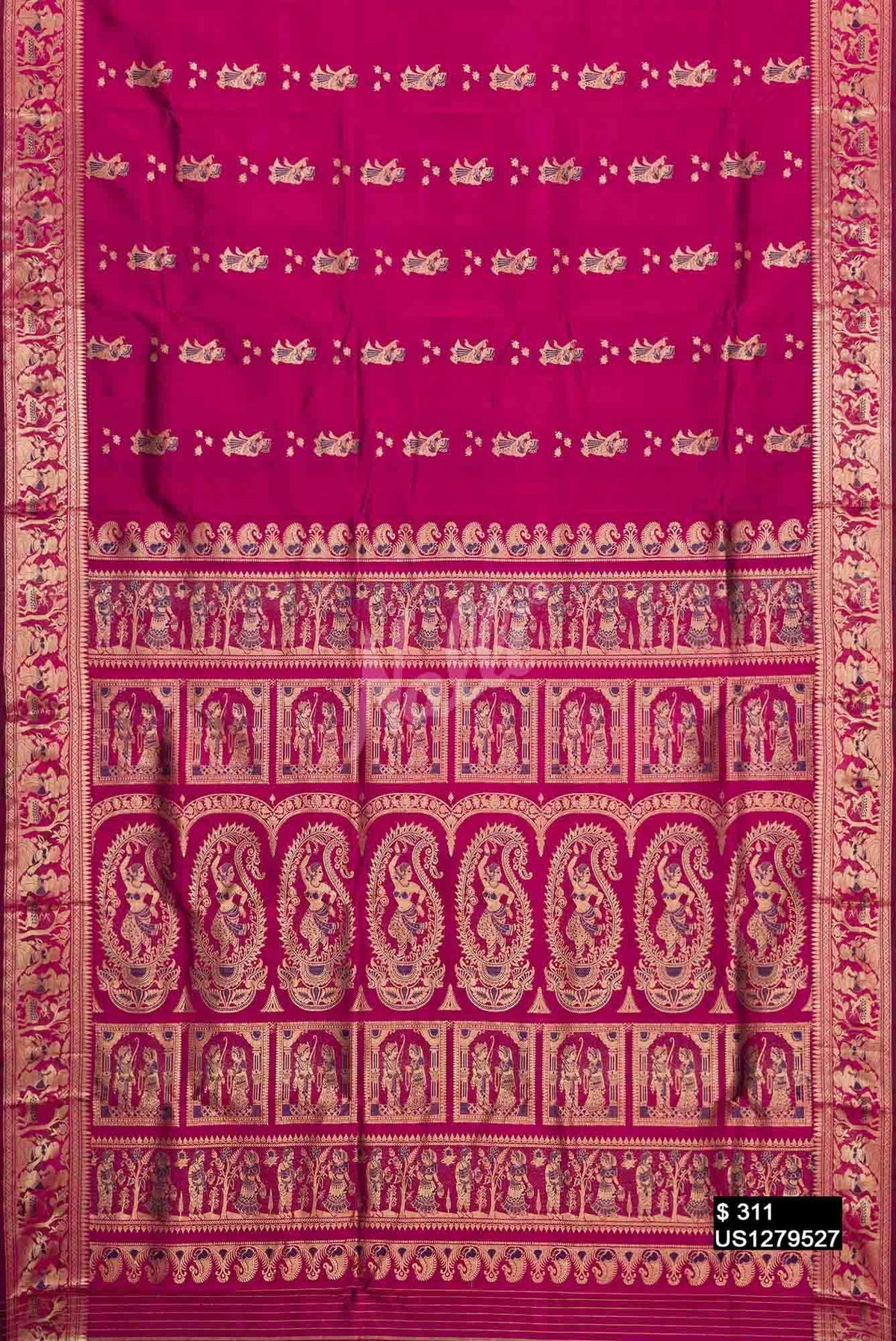 Magenta Baluchari Silk Saree