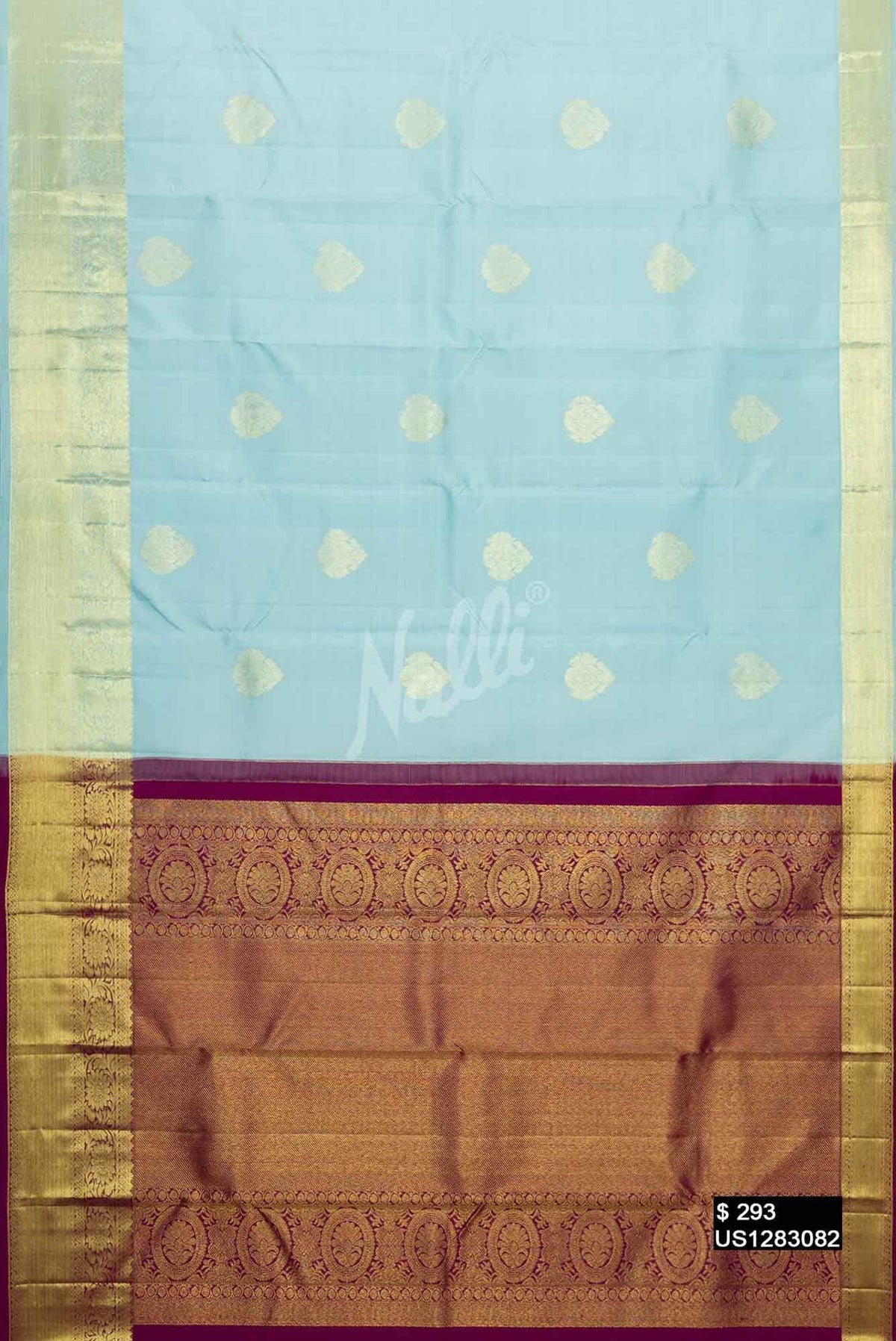 Sky Blue Kanchipuram Silk Saree