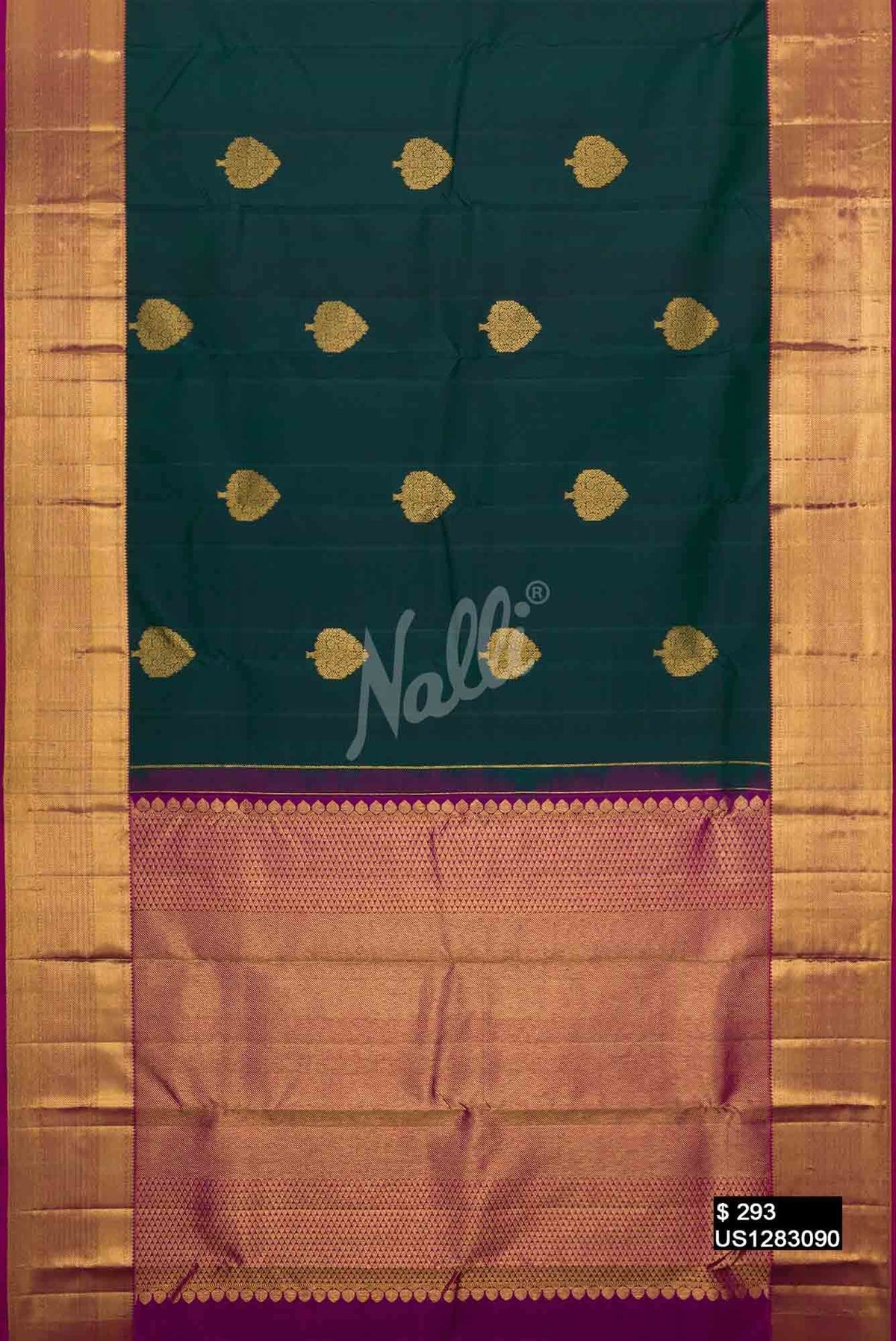 Bottle Green Kanchipuram Silk Saree