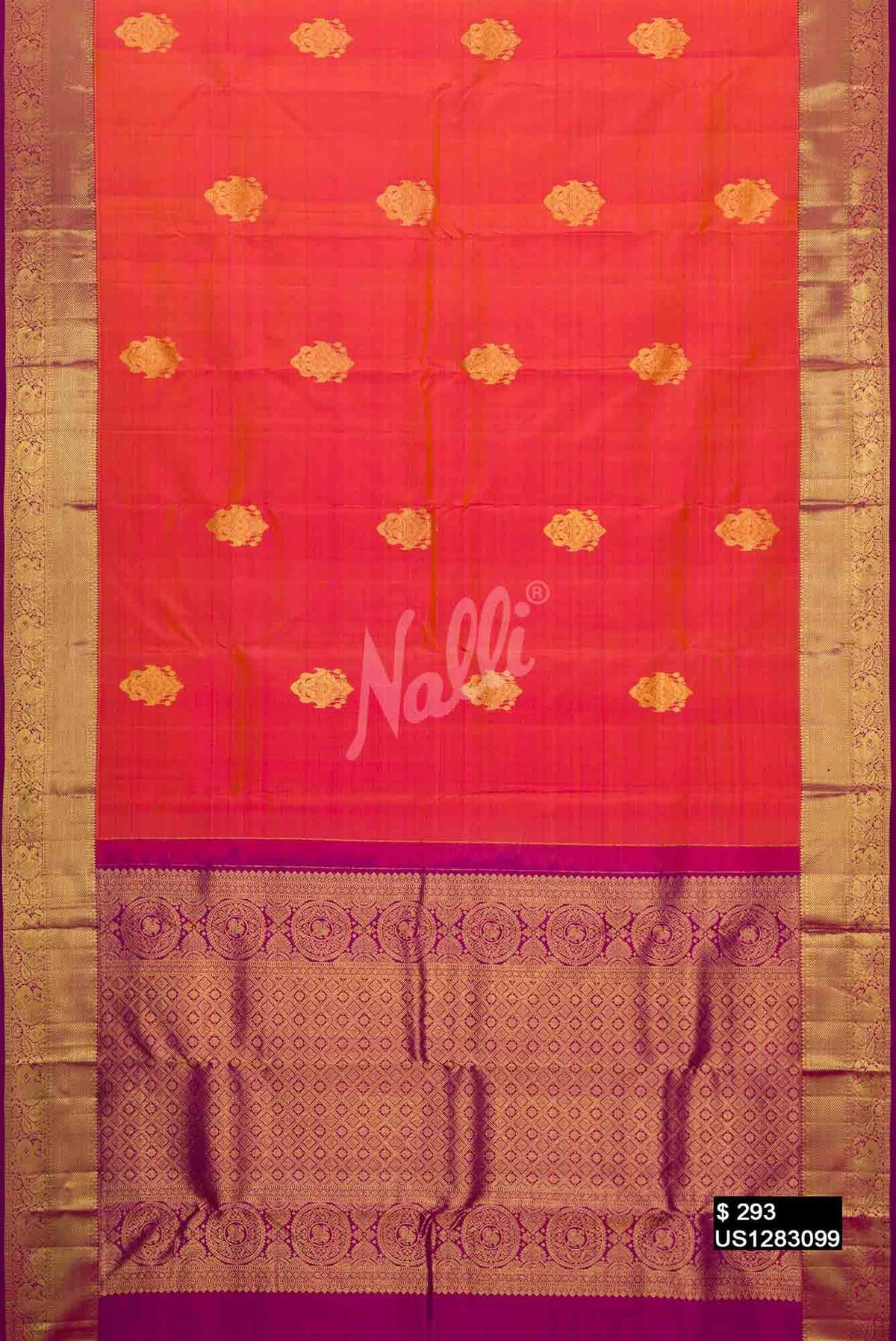 Coral Kanchipuram Silk Saree