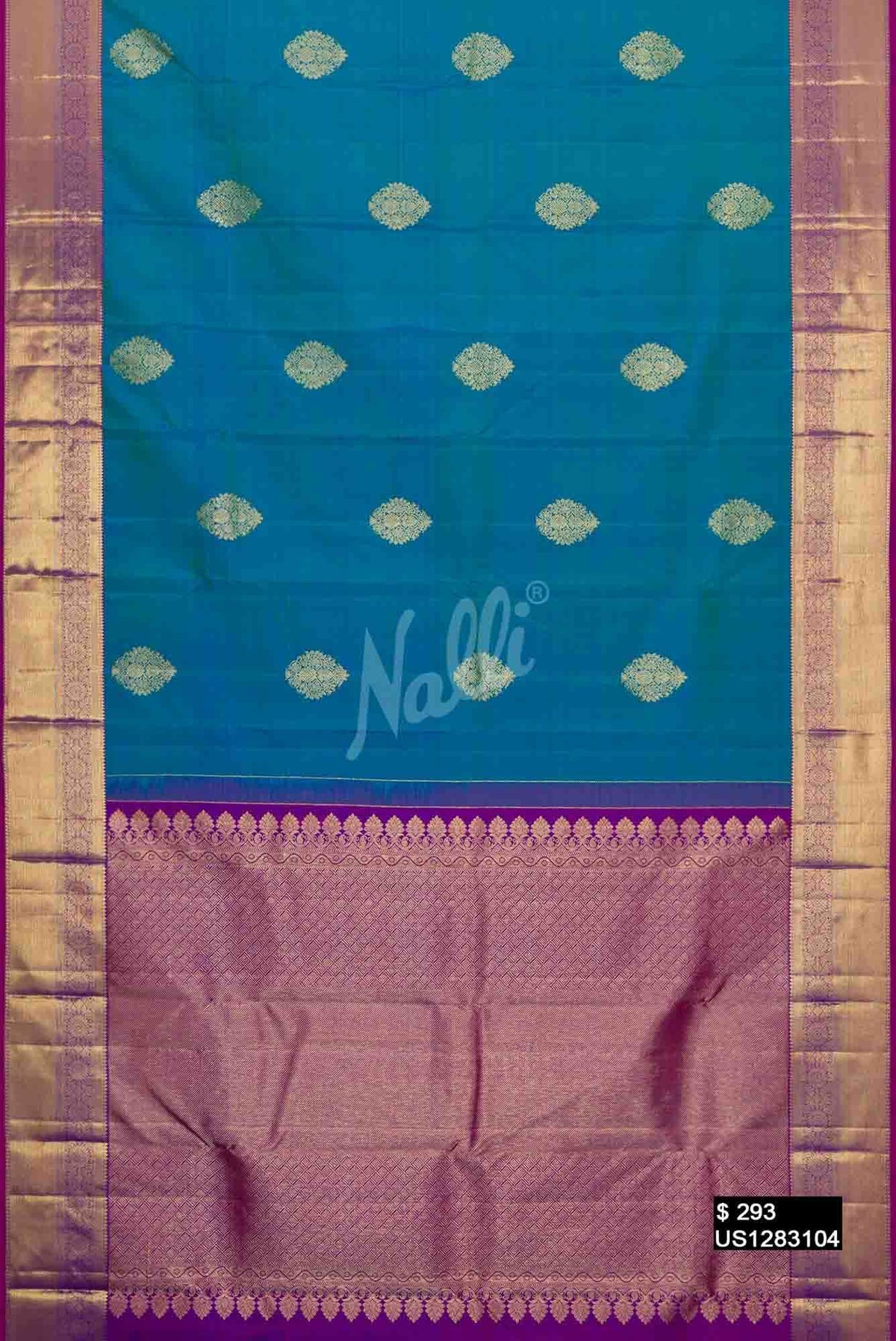 Peacock Blue Kanchipuram Silk Saree