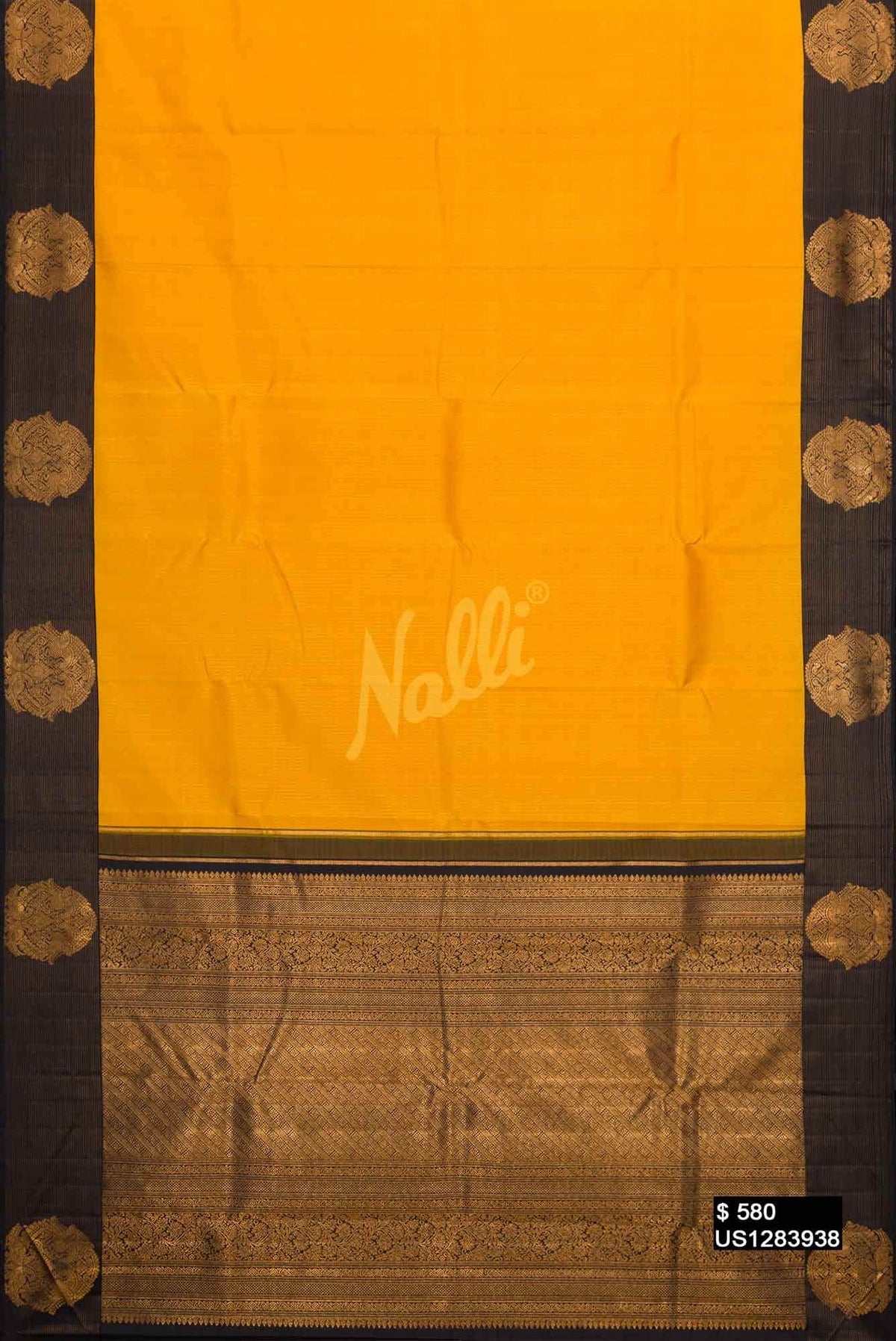 Mustard Kanchipuram Silk Saree