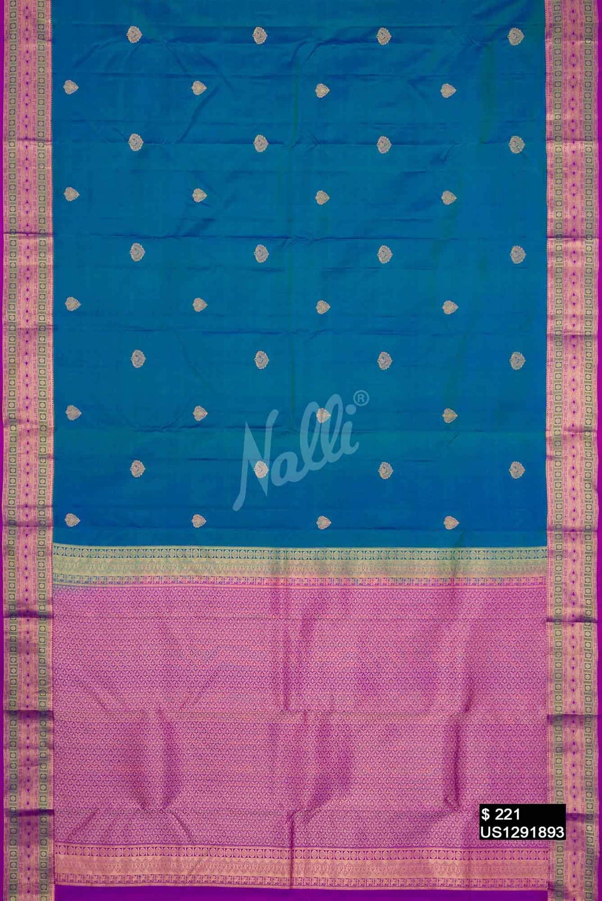 Peacock Blue Kanchipuram Silk Saree