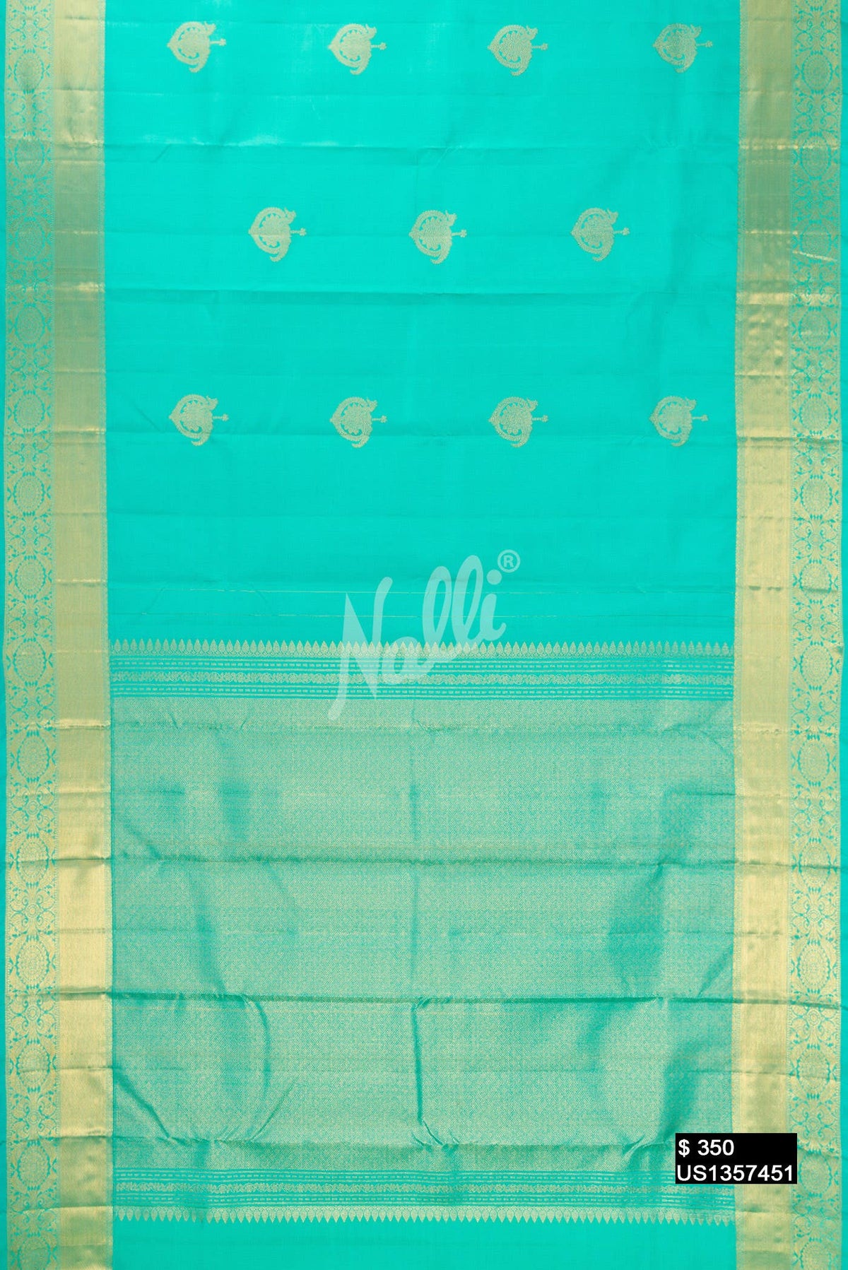 Sea Green Kanchipuram Silk Saree