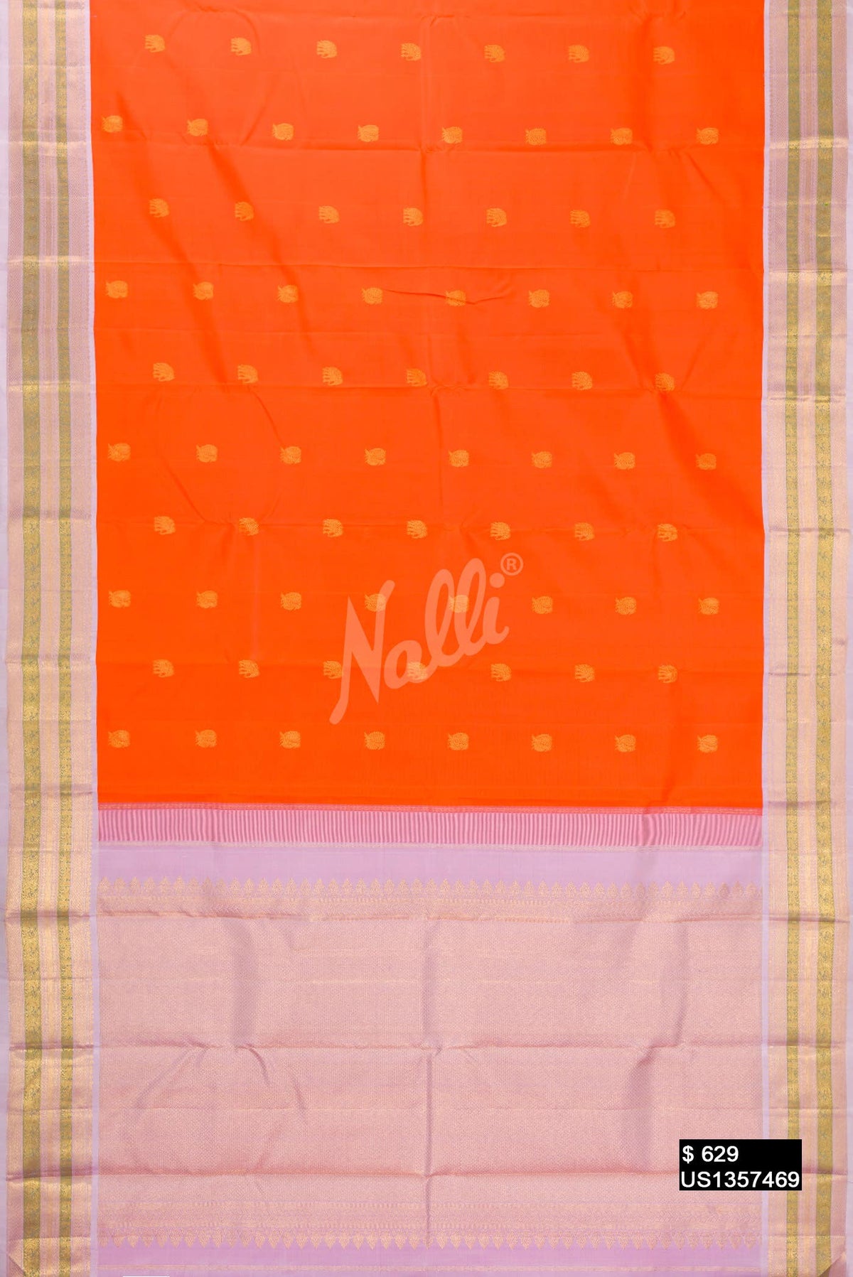 Orange Kanchipuram Silk Saree