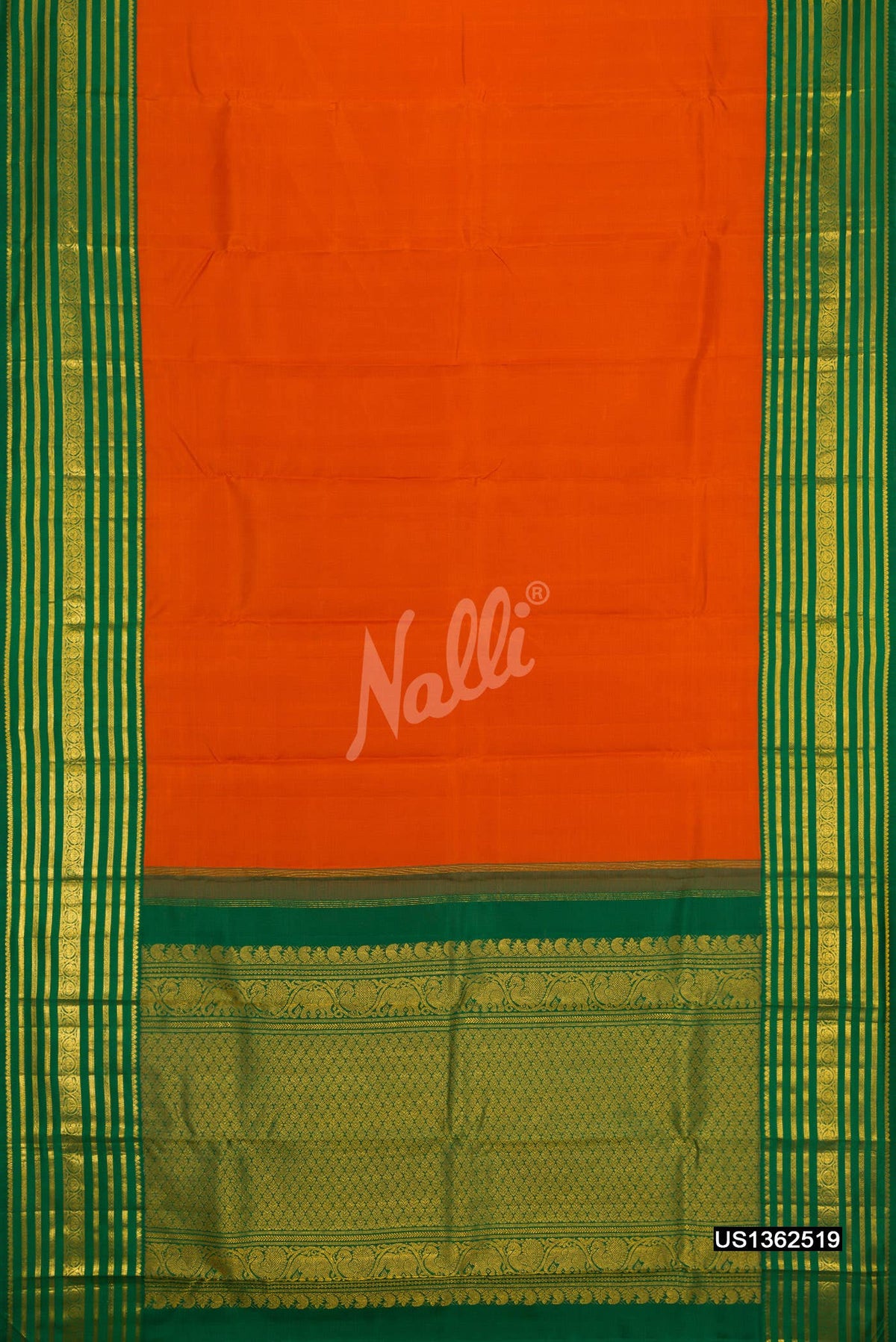 Brick Orange Kanchipuram Silk Saree